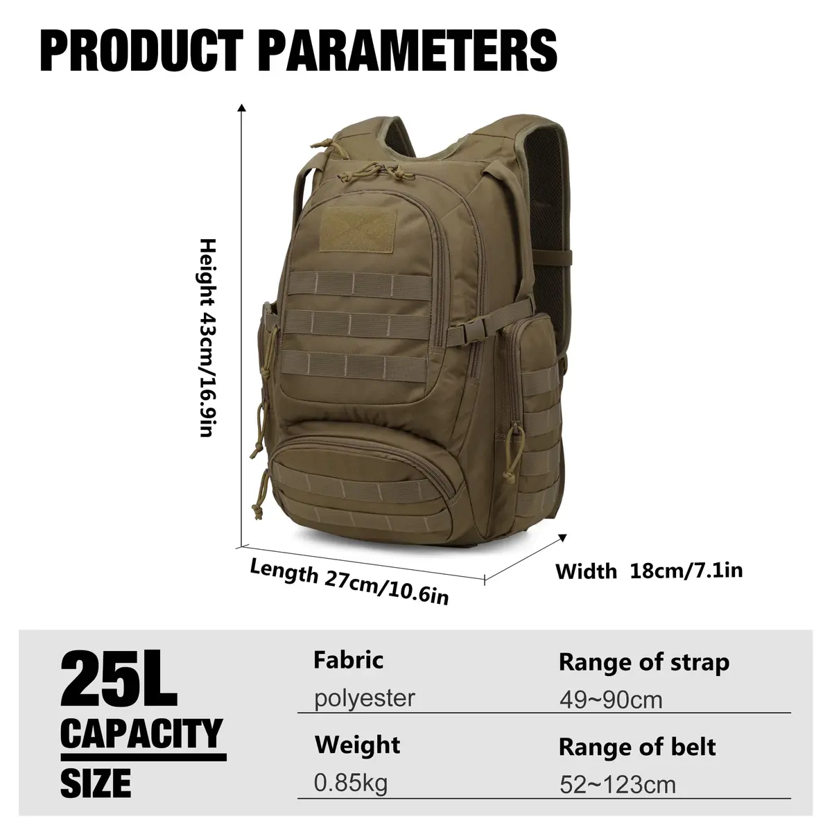 Mardingtop 25L Tactical Backpack Military Rucksack for Camping & Hiking | Water-Resistant, Expandable, Unisex - view 2