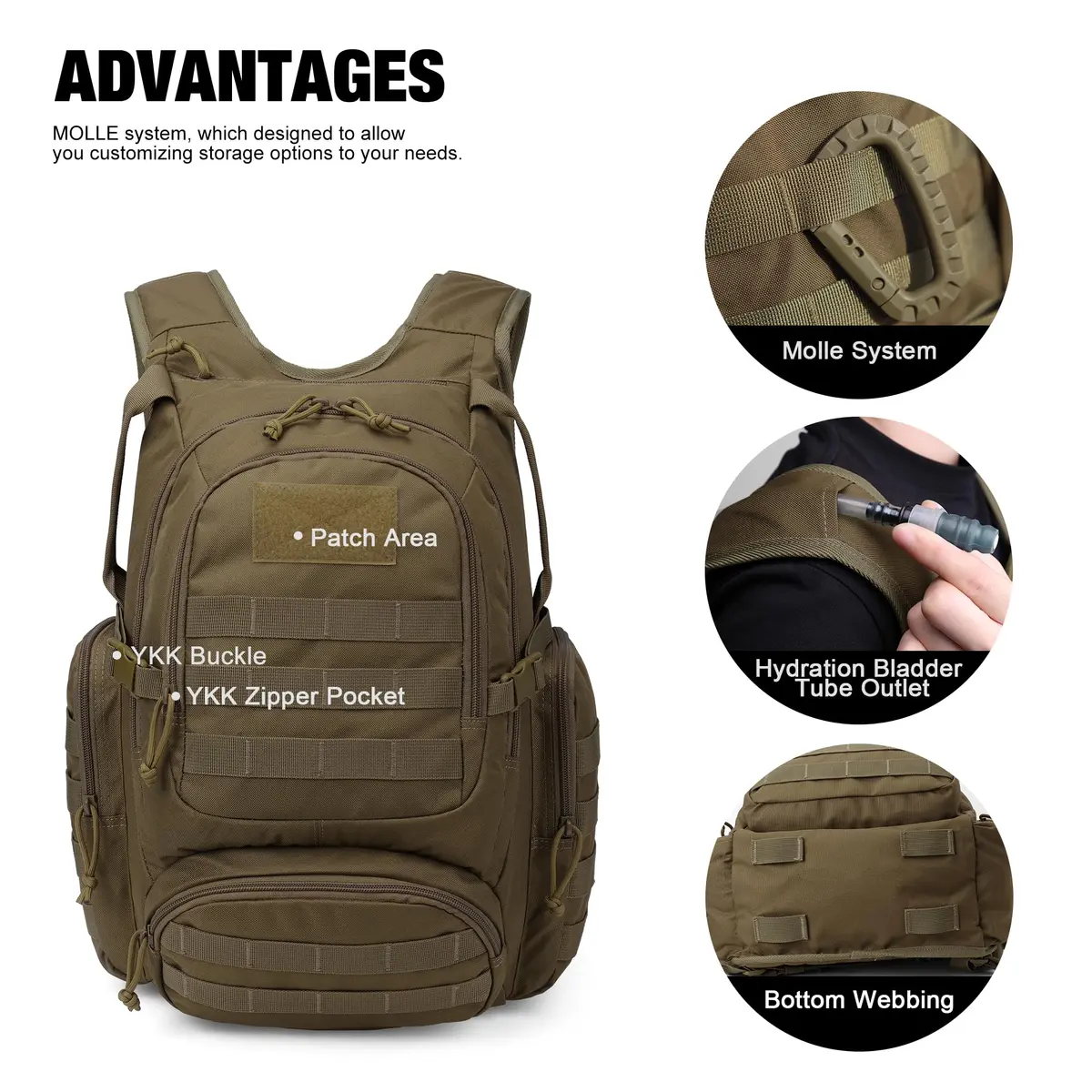 Mardingtop 25L Tactical Backpack Military Rucksack for Camping & Hiking | Water-Resistant, Expandable, Unisex - view 3