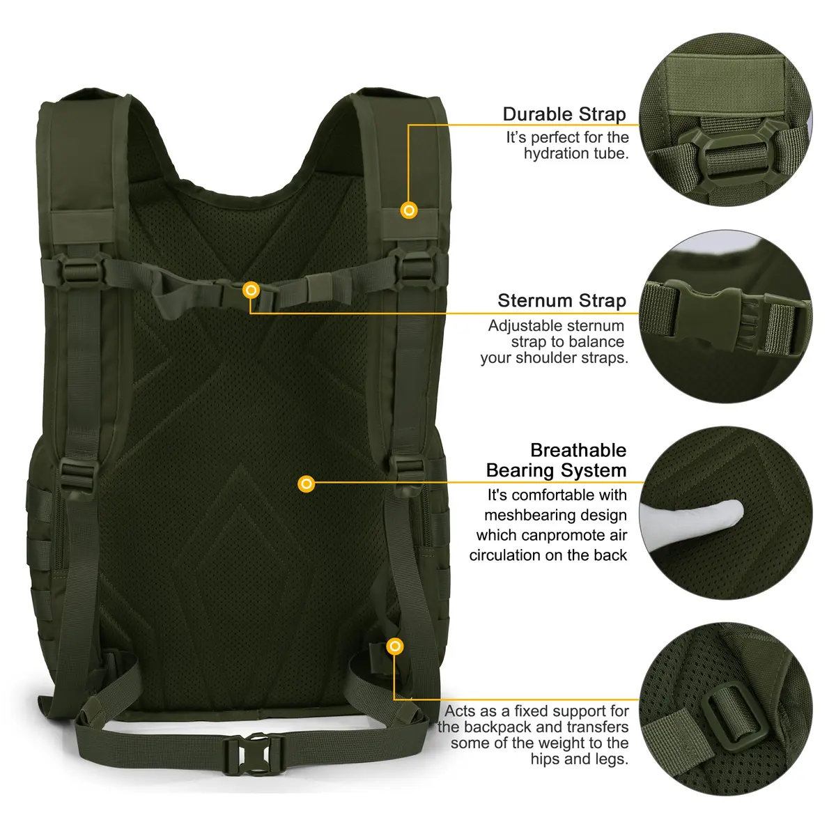 Mardingtop 25L Tactical Backpack Military Rucksack for Camping & Hiking | Water-Resistant, Expandable, Unisex - view 5