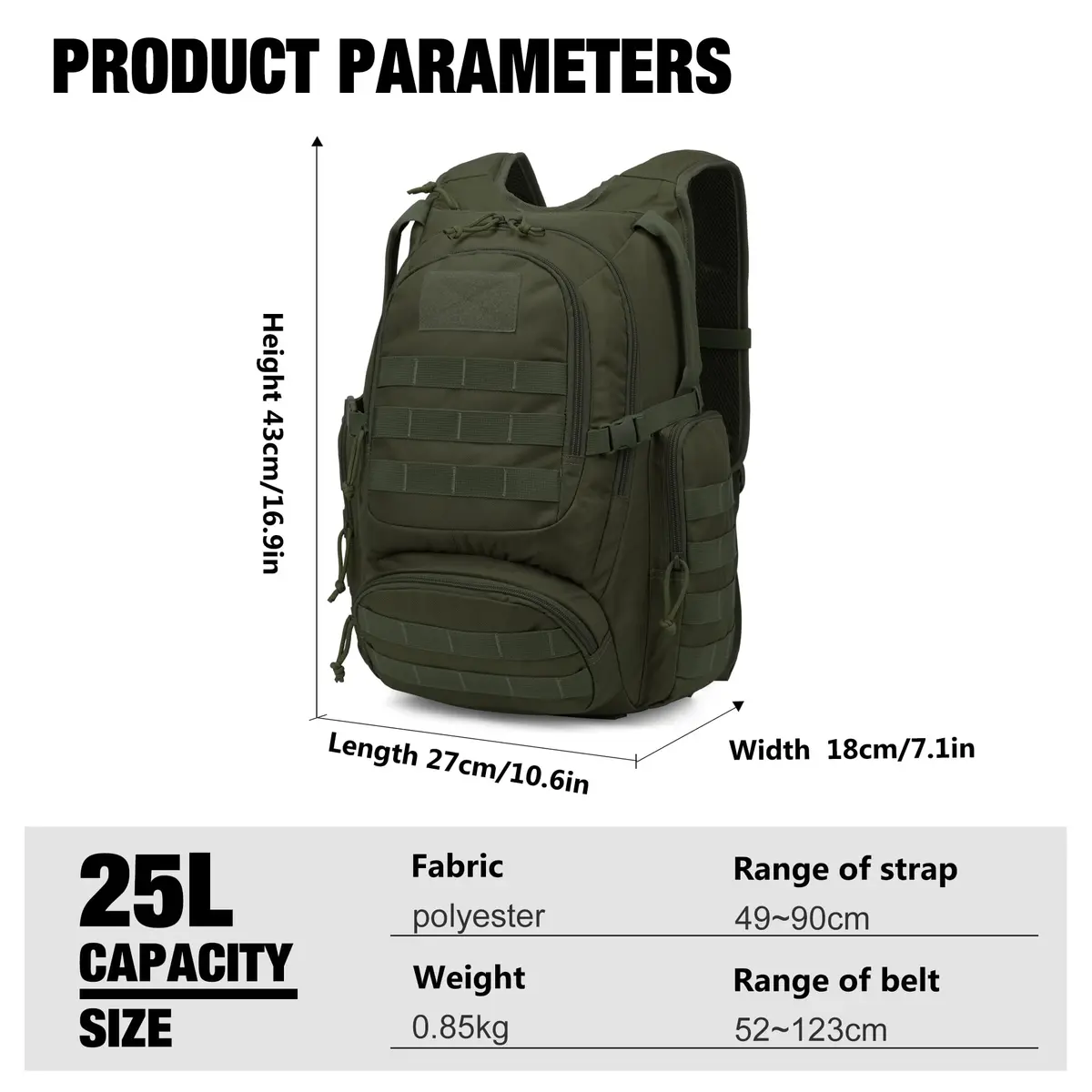 Mardingtop 25L Tactical Backpack Military Rucksack for Camping & Hiking | Water-Resistant, Expandable, Unisex - view 2