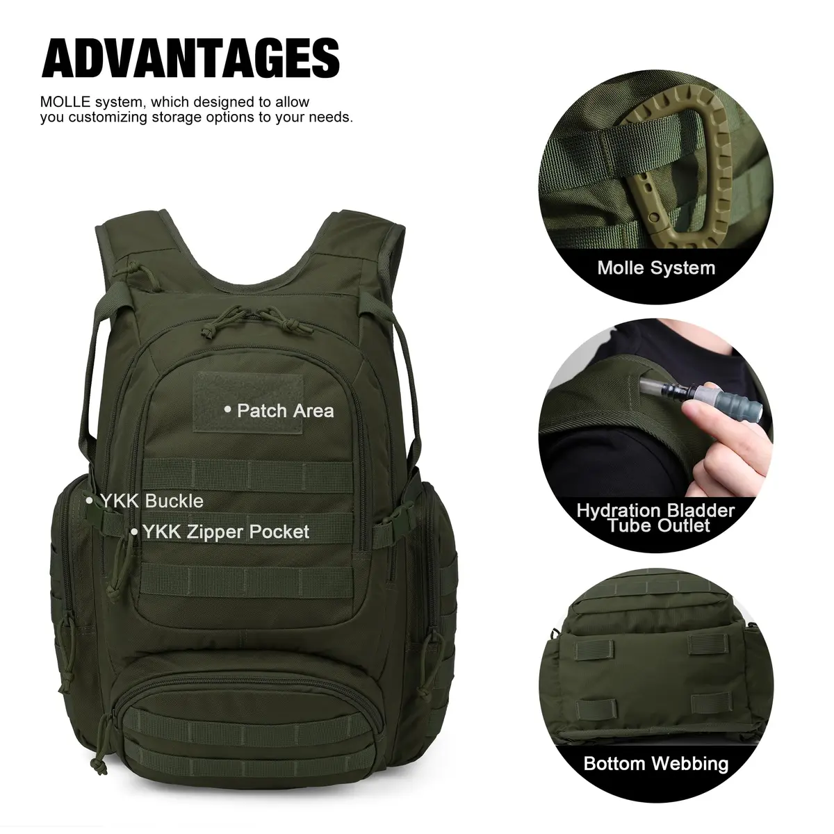 Mardingtop 25L Tactical Backpack Military Rucksack for Camping & Hiking | Water-Resistant, Expandable, Unisex - view 3