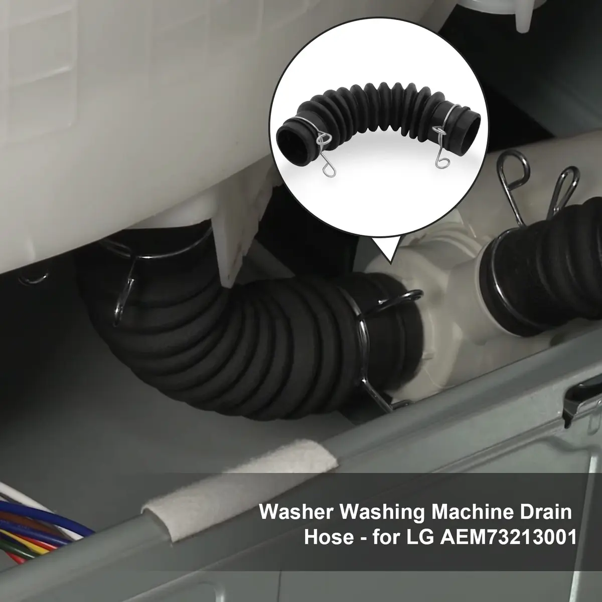 WPL For LG Washer Drain Hose AEM73213001 | Compatible with LG & Kenmore Models, 48-inch Rubber Hose - view 7