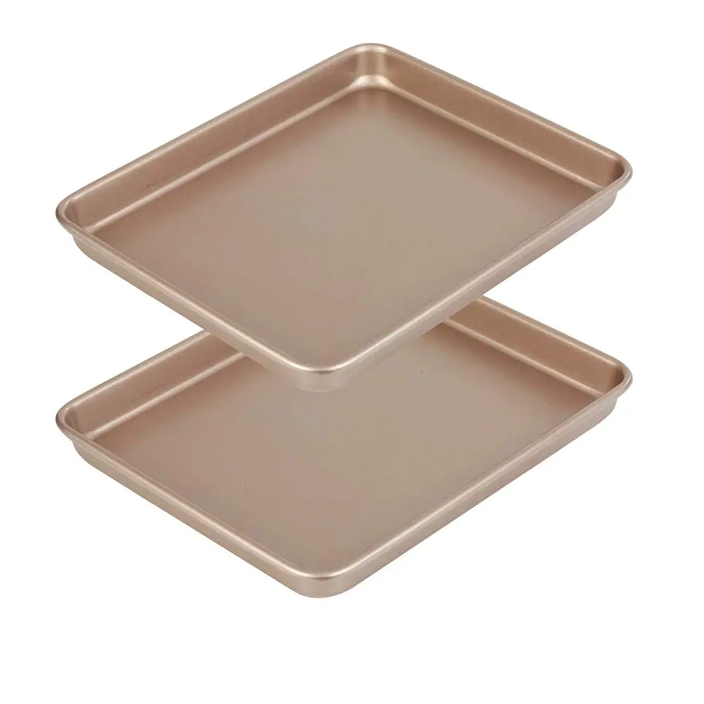 Walooza Nonstick Baking Sheets Pan Set of 2, 11 Inch Rectangular Cookie Sheet Replacement Toaster Oven Tray | Heavy Duty & Easy Clean - main product image