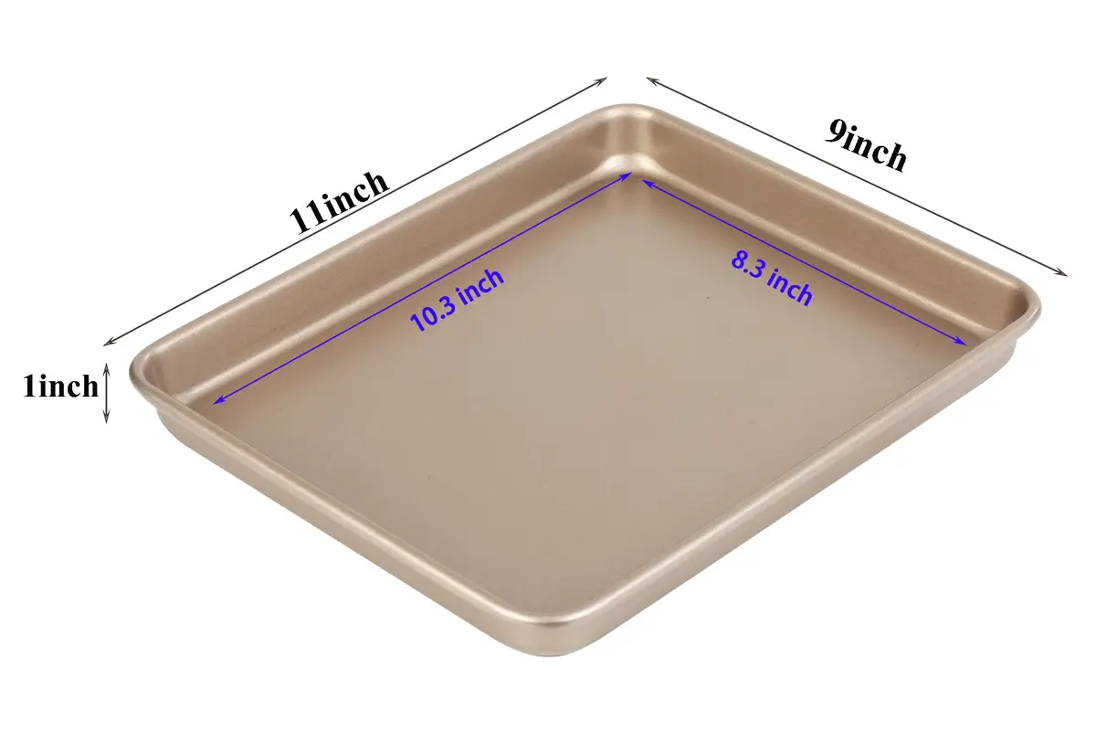 Walooza Nonstick Baking Sheets Pan Set of 2, 11 Inch Rectangular Cookie Sheet Replacement Toaster Oven Tray | Heavy Duty & Easy Clean - view 2