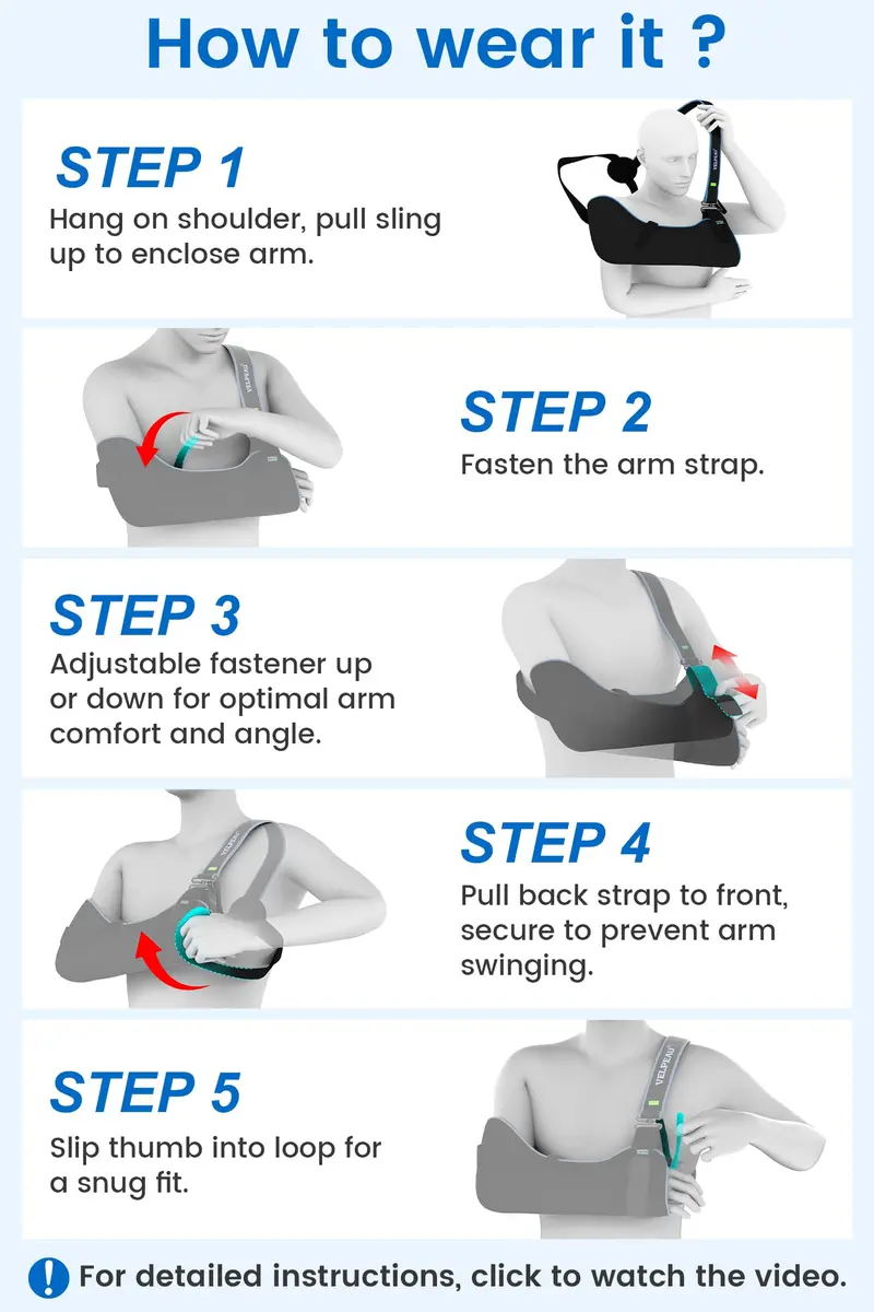 Velpeau Medical Arm Sling Shoulder Immobilizer XL (119.4cm Underbust) | T-Shaped Strap for Stability - view 9