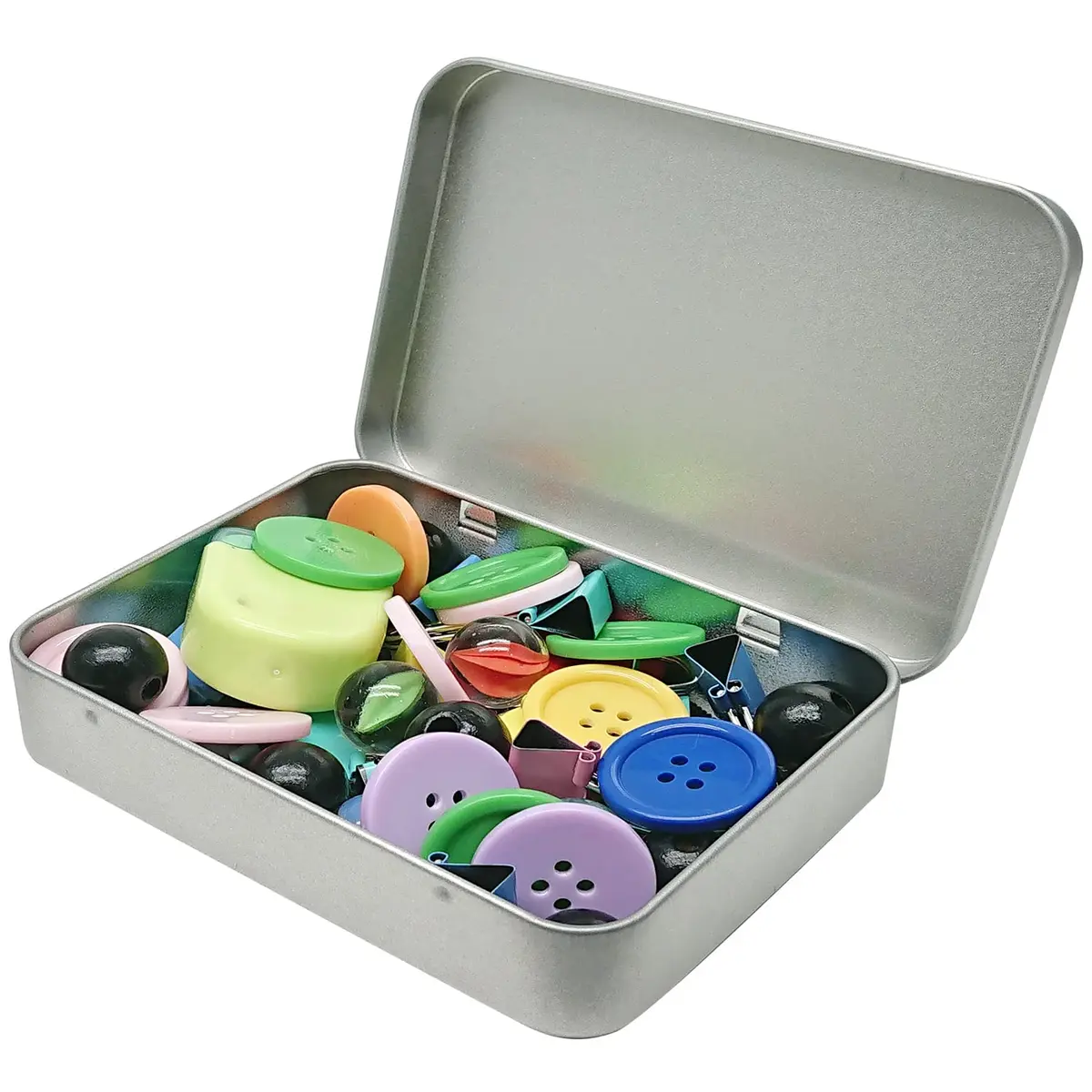 Hulless Silver Hinged Tin Box Storage Containers, 11.4 cm x 8.4 cm (4.5" x 3.3") Pack of 12 | Organize Small Items - view 6