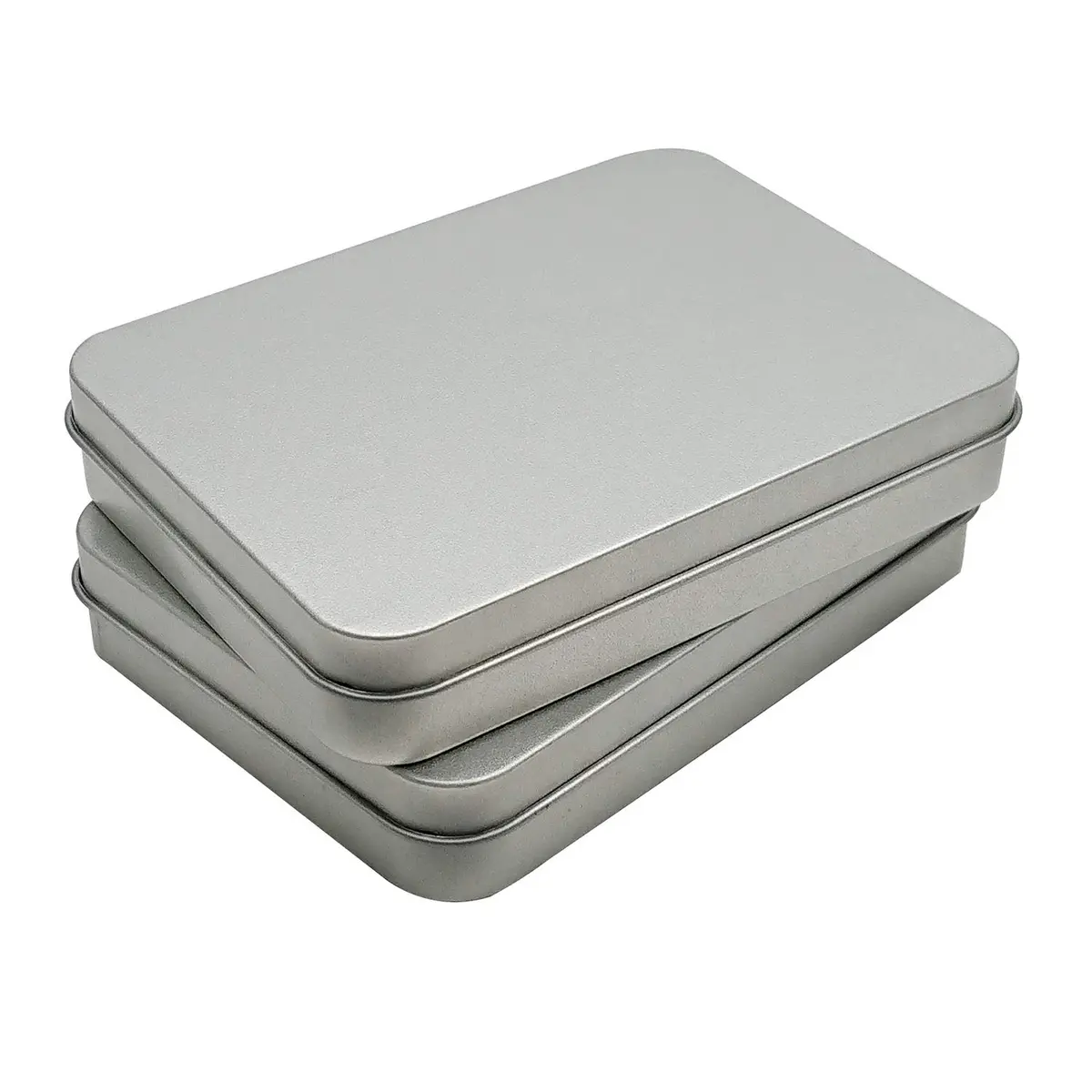 Hulless Silver Hinged Tin Box Storage Containers, 11.4 cm x 8.4 cm (4.5" x 3.3") Pack of 12 | Organize Small Items - view 2