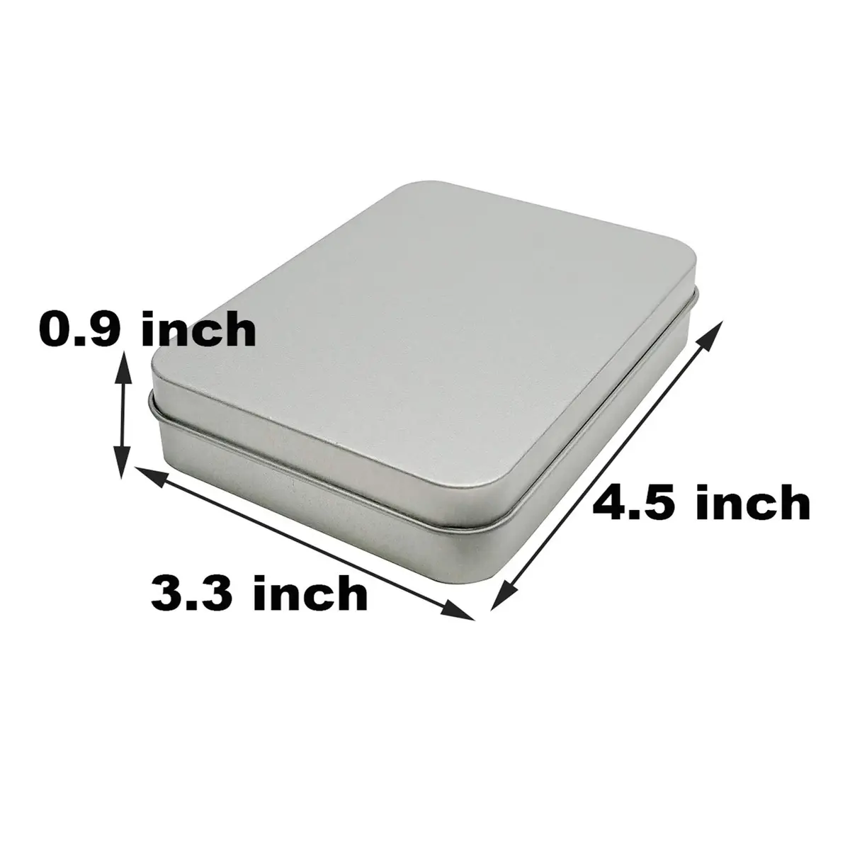 Hulless Silver Hinged Tin Box Storage Containers, 11.4 cm x 8.4 cm (4.5" x 3.3") Pack of 12 | Organize Small Items - view 3