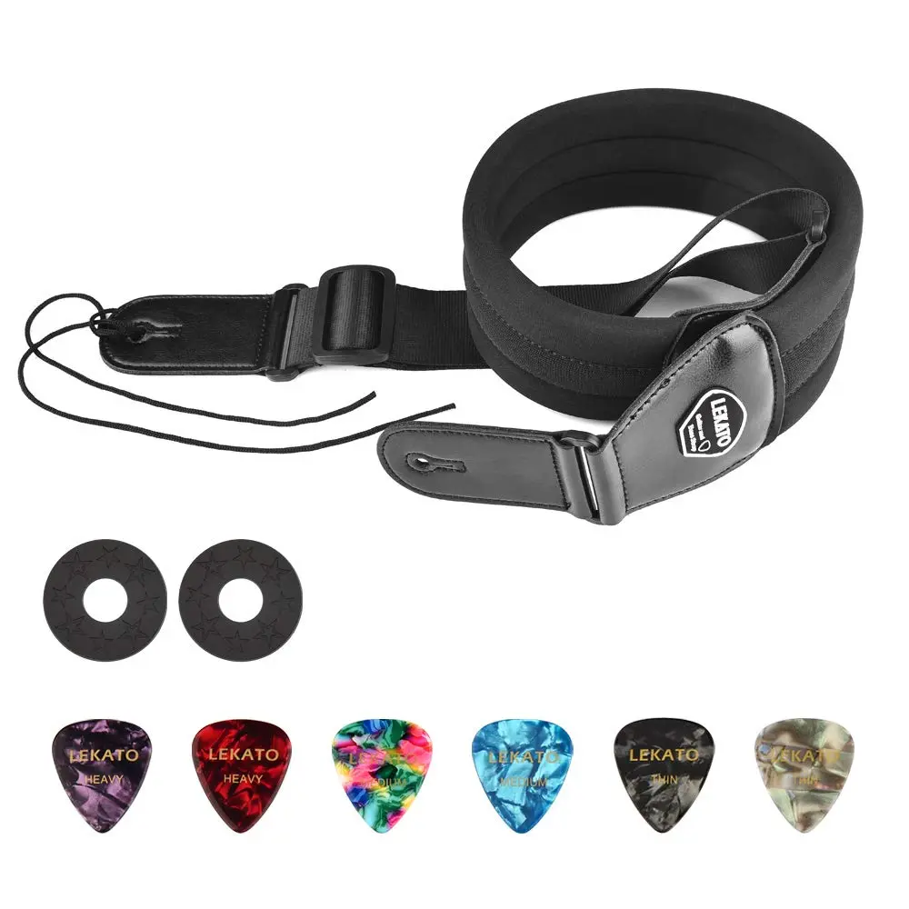 LEKATO Bass Guitar Strap 3" Wide Padded Adjustable from 45" to 55" | Comfortable, Durable & Safe for Heavy Guitars - view 9