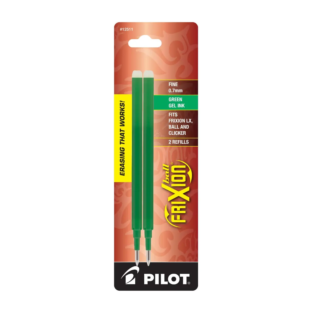 PILOT FriXion Gel Ink Refills for Erasable Pens 0.7 mm | Green Ink, 2-Pack, Fine Point - main product image