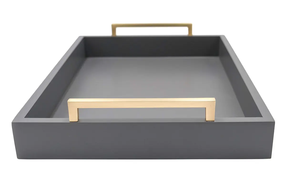 Montecito Home Decorative Serving Tray with Handles - Charcoal - 41.91cm x 31.11cm (16.5" x 12.25") - view 2