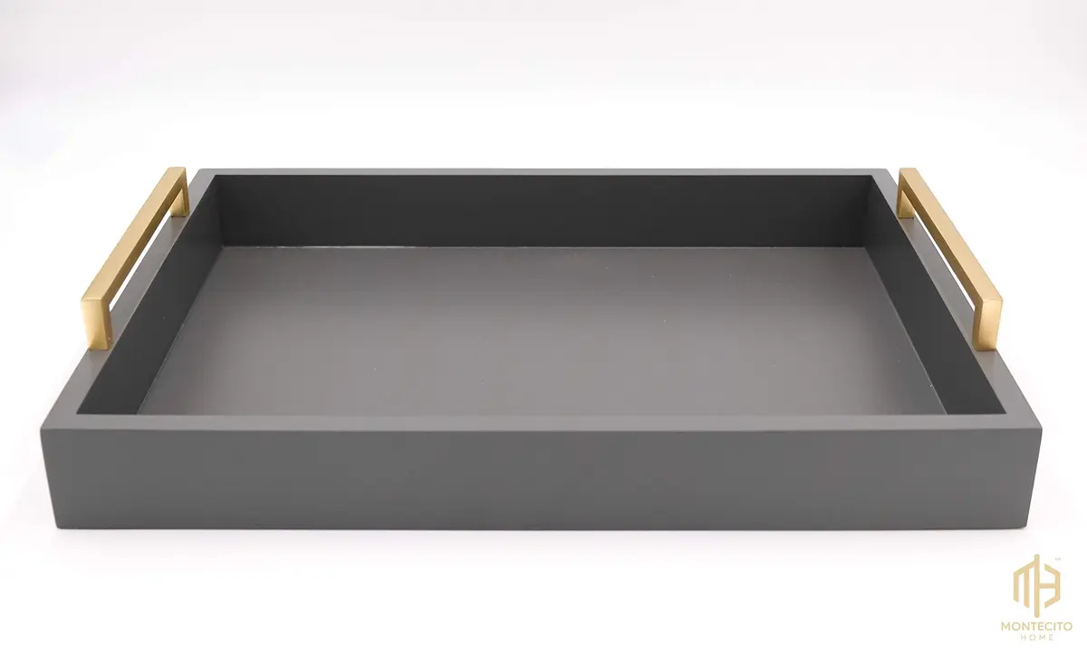Montecito Home Decorative Serving Tray with Handles - Charcoal - 41.91cm x 31.11cm (16.5" x 12.25") - view 3
