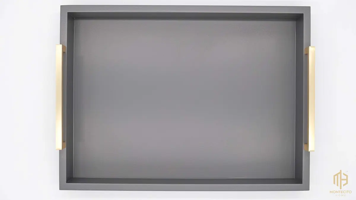 Montecito Home Decorative Serving Tray with Handles - Charcoal - 41.91cm x 31.11cm (16.5" x 12.25") - view 4
