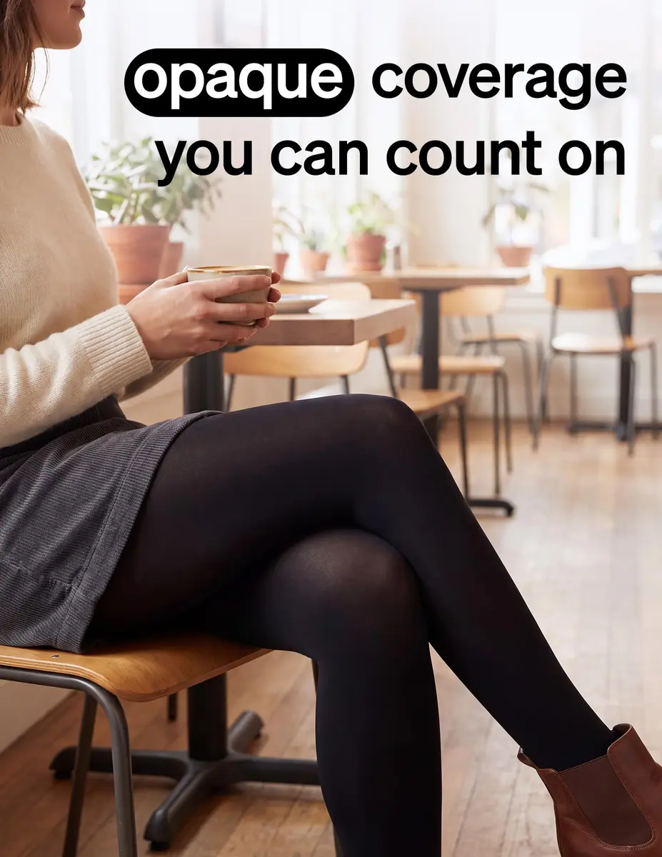 No Nonsense Women's Super Opaque Control-top Tights, Black/Black, Medium | All-Day Comfort & Support - view 5