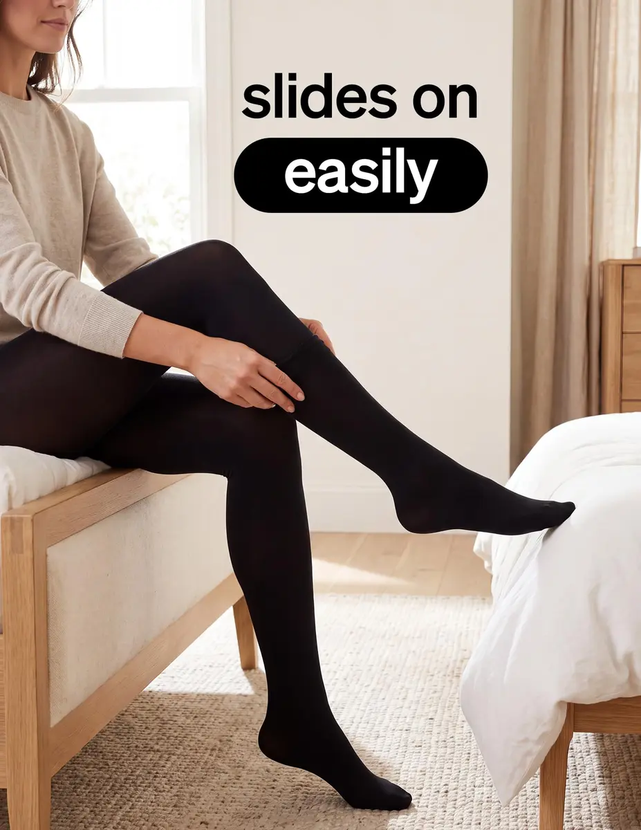 No Nonsense Women's Super Opaque Control-top Tights, Black/Black, Medium | All-Day Comfort & Support - view 8