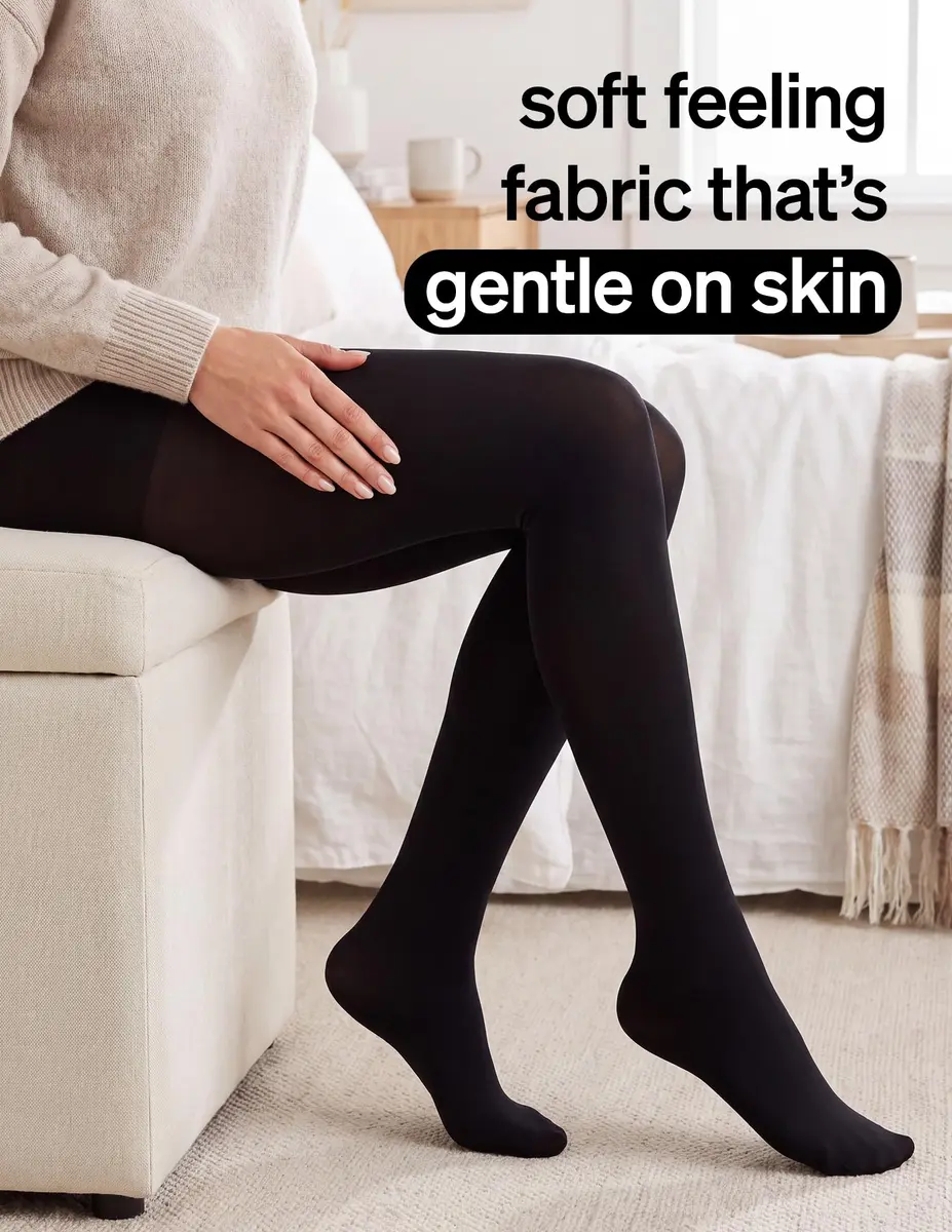 No Nonsense Women's Super Opaque Control-top Tights, Black/Black, Medium | All-Day Comfort & Support - view 3