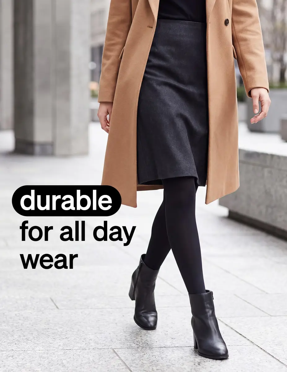 No Nonsense Women's Super Opaque Control-top Tights, Black/Black, Medium | All-Day Comfort & Support - view 4