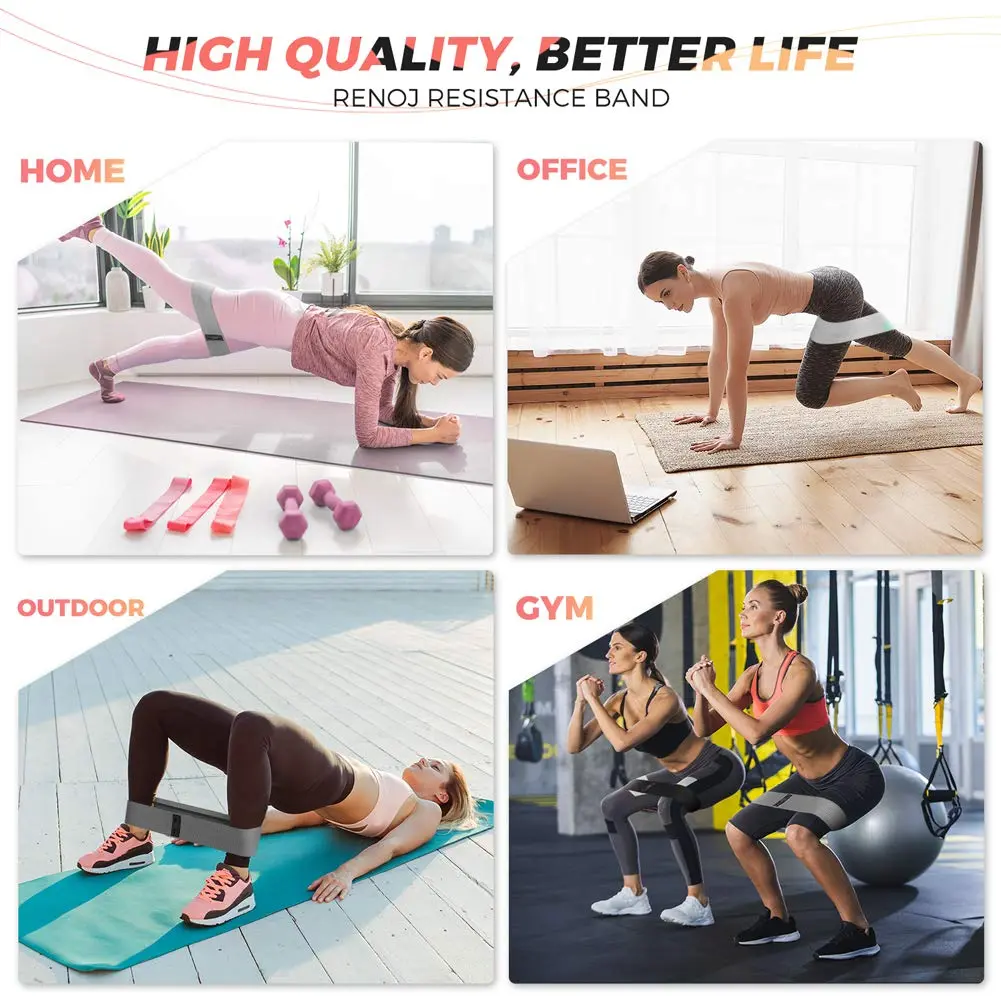 Renoj Booty Resistance Bands Set, 3 Non Slip Hip Exercise Bands for Legs & Butt, Resistance 35 lbs | Fitness & Strength Training - view 3