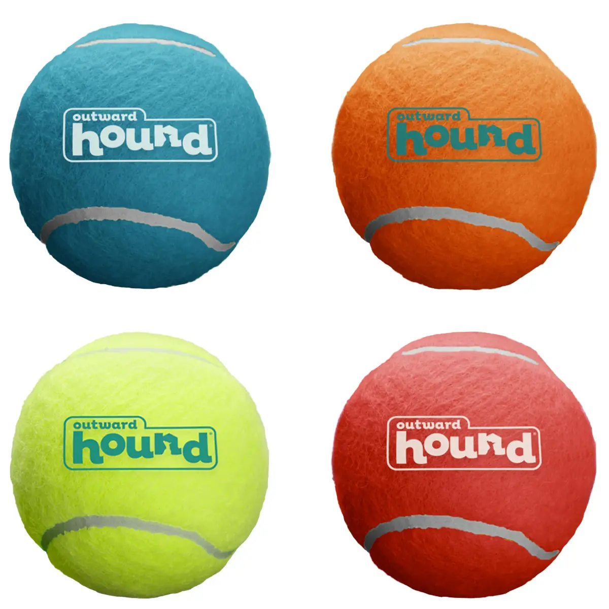 Outward Hound Squeaker Ballz Tennis Ball Dog Toy, Large 3" (7.6 cm) 4-Pack | Durable Fetch & Training Toy - main product image