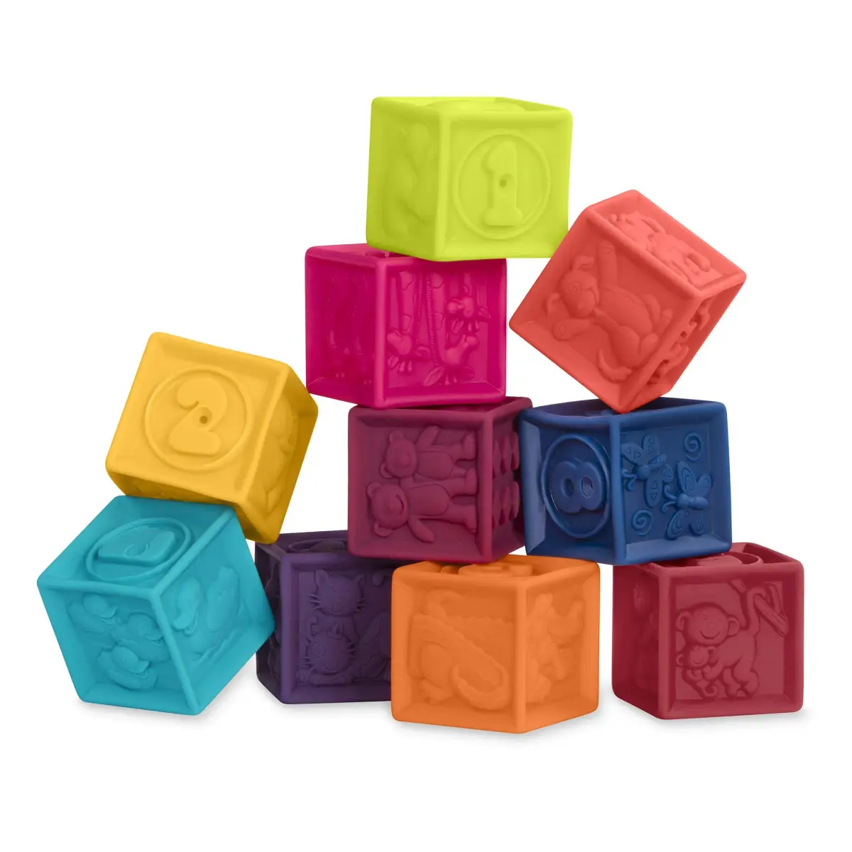 B. toys Baby Blocks & Stacking Set, One Two Squeeze & Stacking Stones 17-Piece Playset | Educational Toy for 6 Months+ - view 6