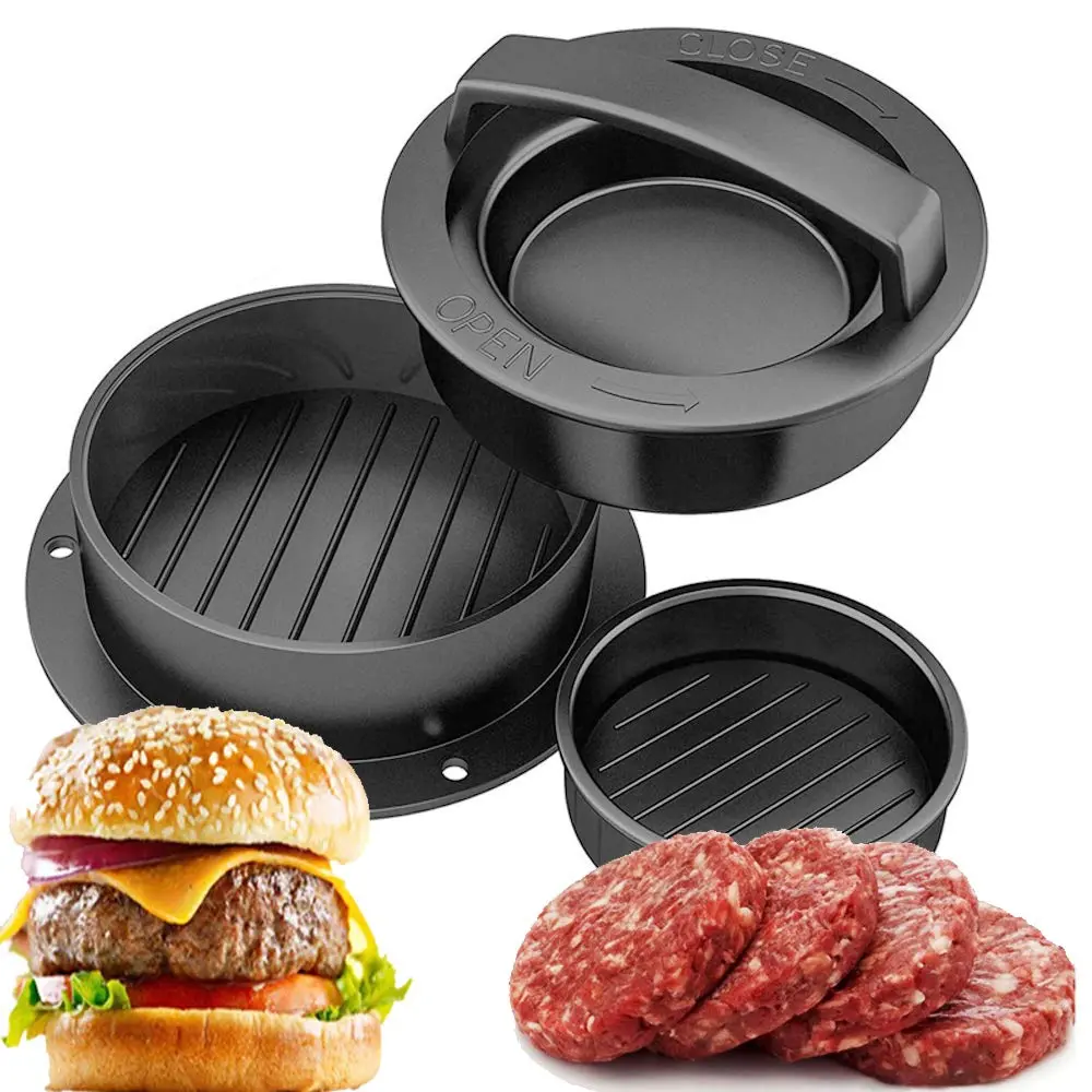 iPstyle Black Burger Press Patty Maker with Non-Stick Coating & Dishwasher Safe Design | 12.7 cm (5 inch) Round Mold - main product image