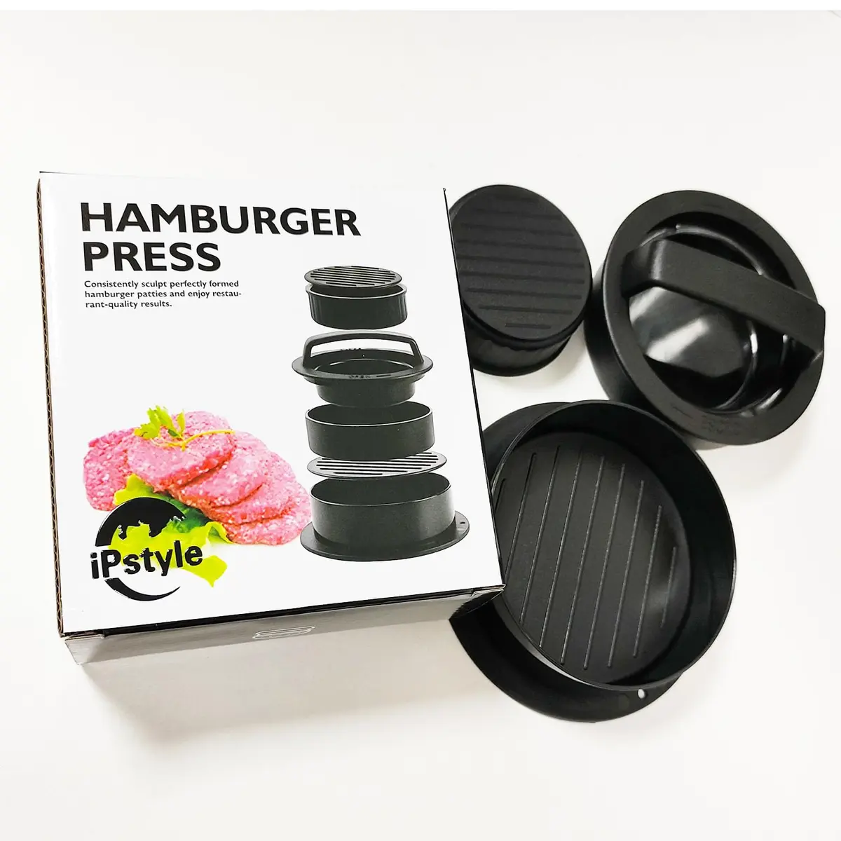 iPstyle Black Burger Press Patty Maker with Non-Stick Coating & Dishwasher Safe Design | 12.7 cm (5 inch) Round Mold - view 7