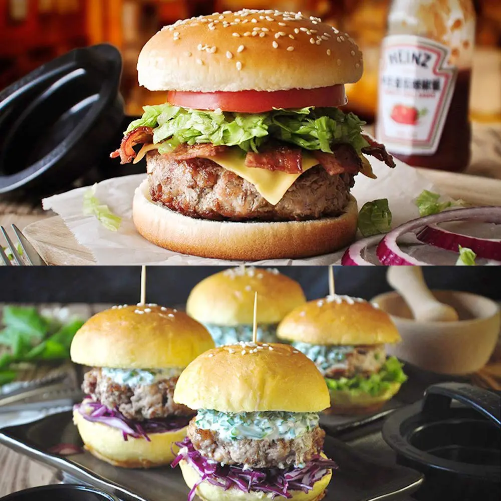 iPstyle Black Burger Press Patty Maker with Non-Stick Coating & Dishwasher Safe Design | 12.7 cm (5 inch) Round Mold - view 4