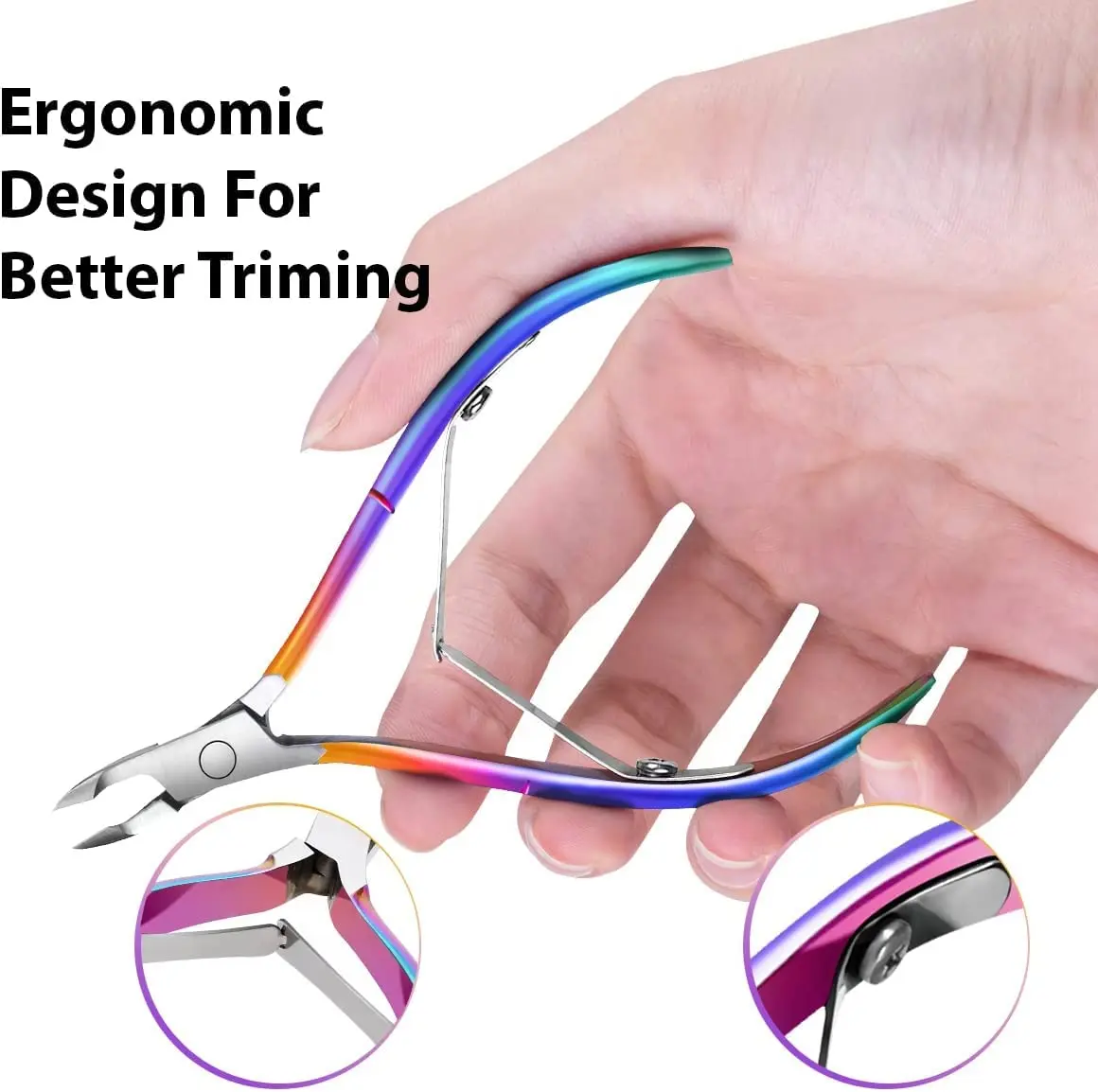 Easkep Cuticle Trimmer & Pusher Set | Rainbow Stainless Steel Manicure Tool | 2-Piece Set - view 4