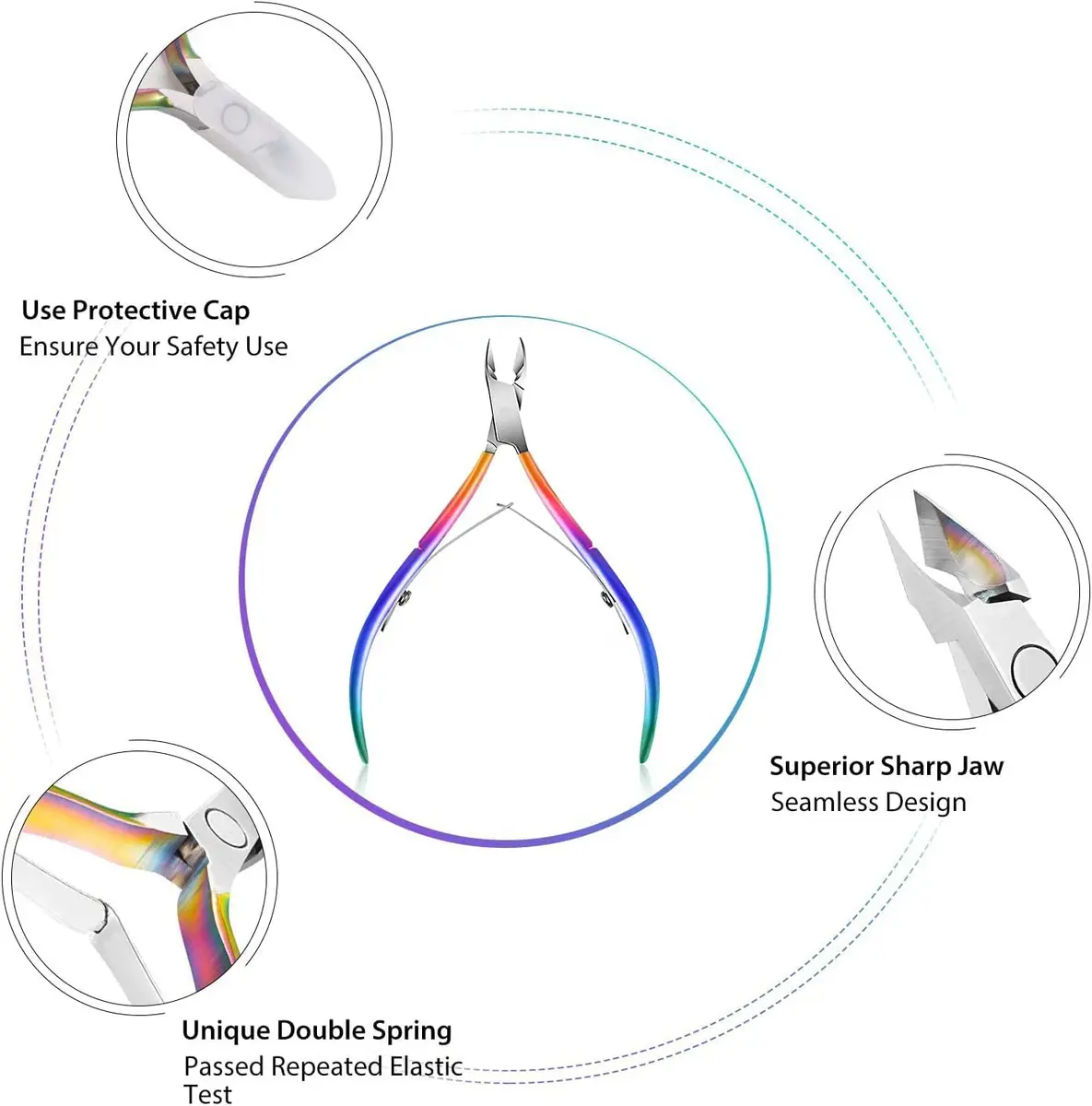 Easkep Cuticle Trimmer & Pusher Set | Rainbow Stainless Steel Manicure Tool | 2-Piece Set - view 2