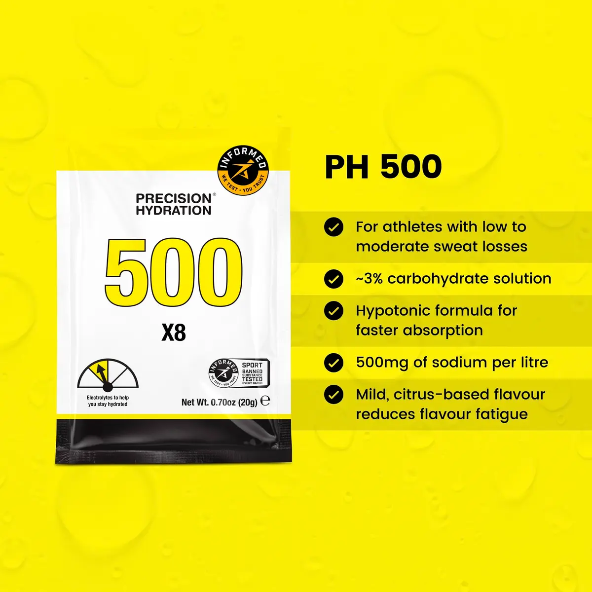 Precision Hydration Electrolyte Powder - No Artificial Ingredients, 8 Packets, 500mg/L | Hydration Support for Athletes - view 2