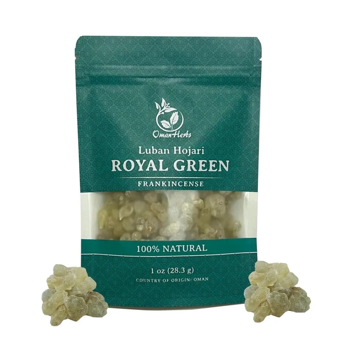 Oman Herbs Royal Green Hojari Frankincense 28.35 g (1 oz) | Pure Boswellia Sacra Incense - main product image