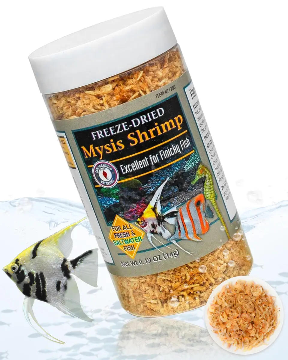 San Francisco Bay Brand Freeze-Dried Mysis Shrimp 0.49 oz | Premium Fish Food for Freshwater & Saltwater Fish - main product image