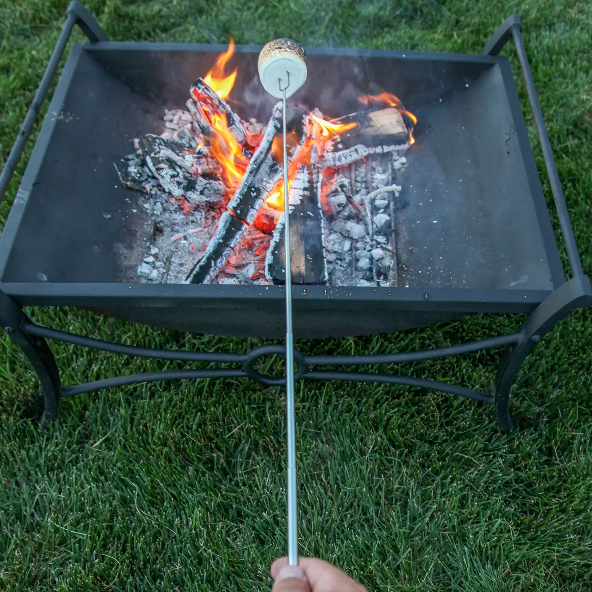 MalloMe 32" Telescoping Marshmallow Roasting Sticks Set of 12 | Heavy Duty Stainless Steel Forks for Campfire Cooking - view 9