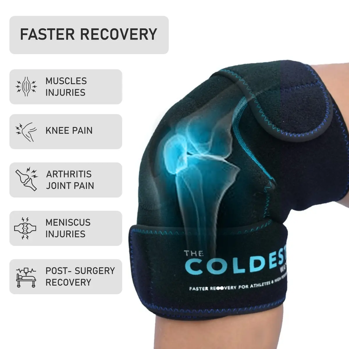 The Coldest Water Knee Ice Pack Wrap 2 Count (20 cm x 37 cm x 5 cm) | Accelerate Recovery with Reusable Compression Therapy - view 7