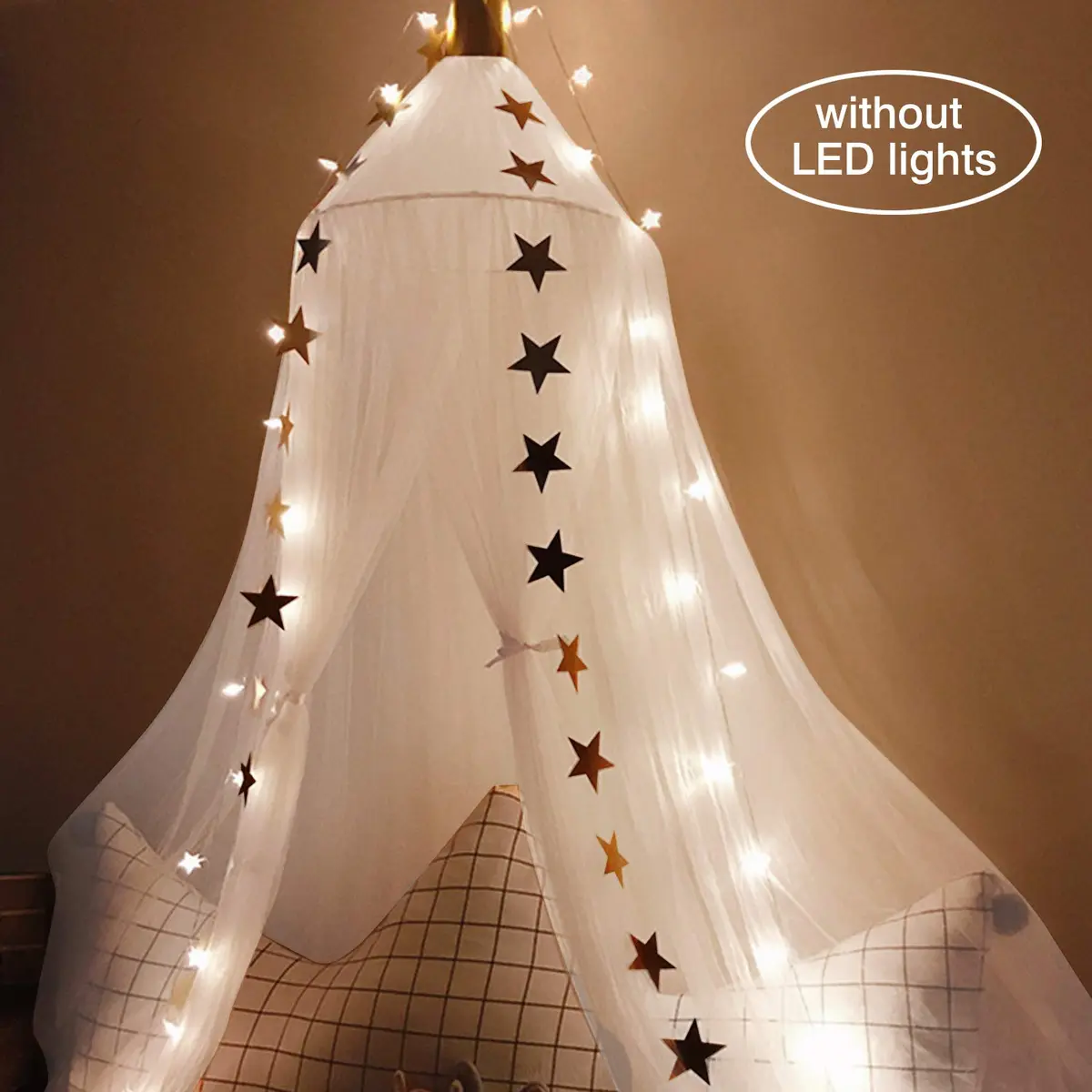 Jolitac Princess Bed Canopy for Girls Room Decor 2.4m (7.9ft) | Round Lace Mosquito Net for Kids Bedroom (White) - view 3