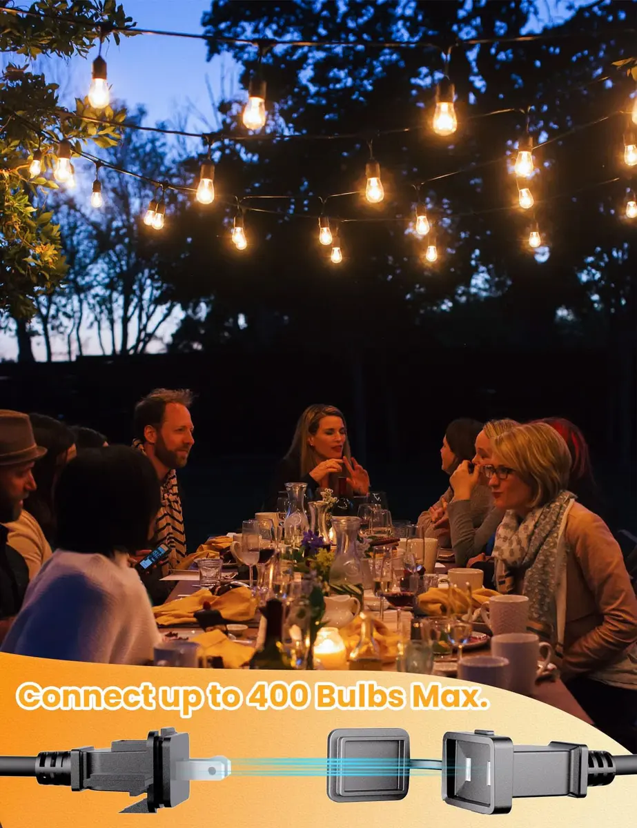 Svater Outdoor String Lights 105 FT Waterproof Commercial Grade ETL | Bright White 80LM, Dimmable, Heavy Duty - view 4