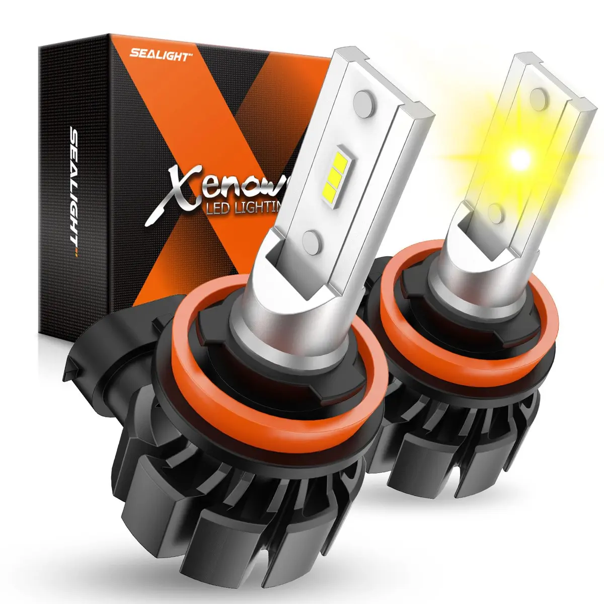 SEALIGHT H8 H16 H11 LED Fog Light Bulbs Yellow | 13,000LM, 600% Brightness, 50,000Hrs Lifespan, IP68 Waterproof - main product image