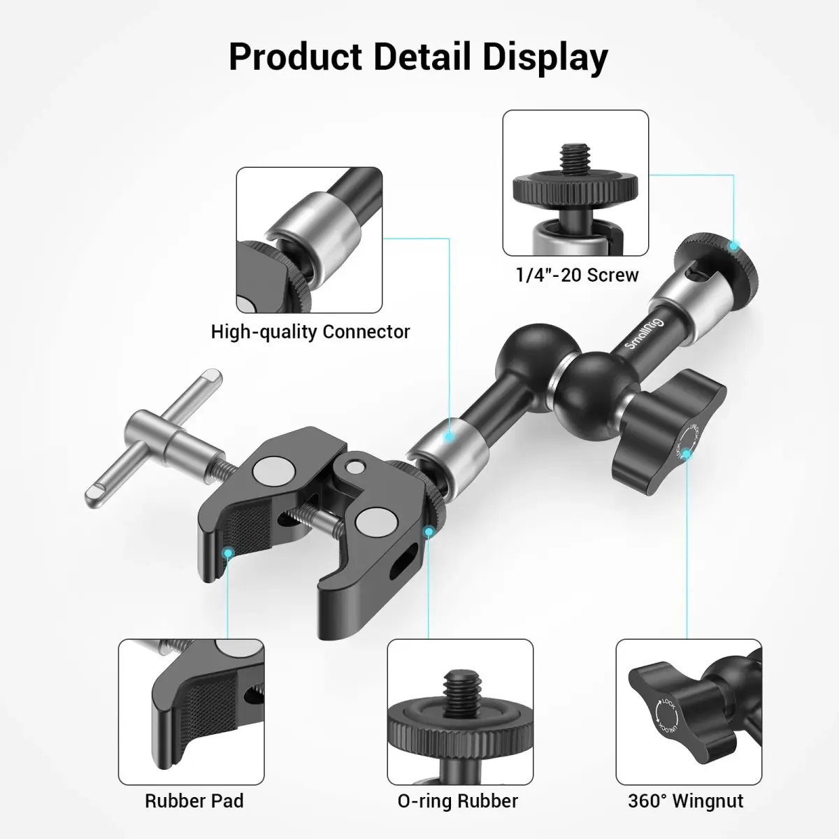 SMALLRIG Super Clamp with Articulating Magic Arm 13.9 cm (5.5") | Mounts Cameras, Lights, Monitors - view 2