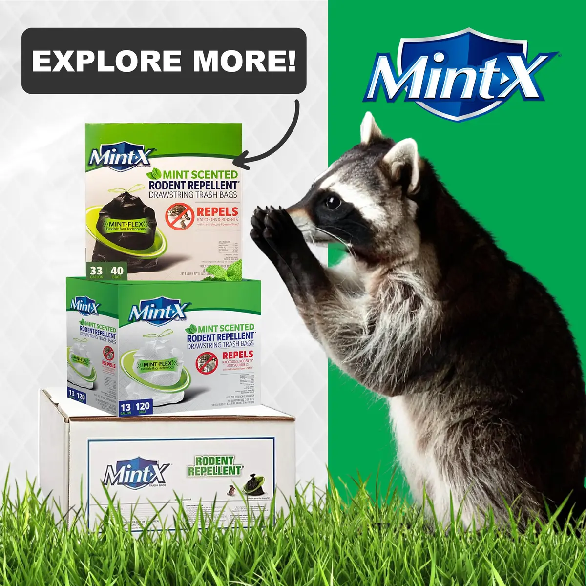 Mint-X MintFlex Rodent Repellent Trash Bags, 13 Gallon | Strong, Odor-Neutralizing, Humane Pest Deterrent (70-120 chars) - view 6
