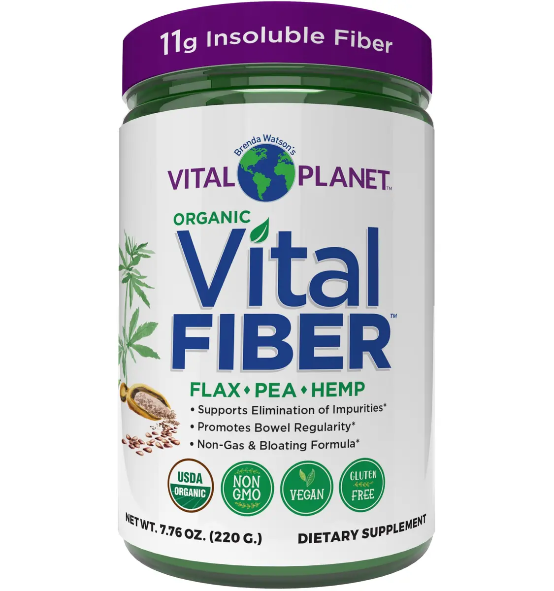 Vital Planet Vital Fiber Powder, Organic Dietary Fiber Support for Gut Regularity, 7.76 oz | Unflavored, Vegan, Non-GMO - main product image