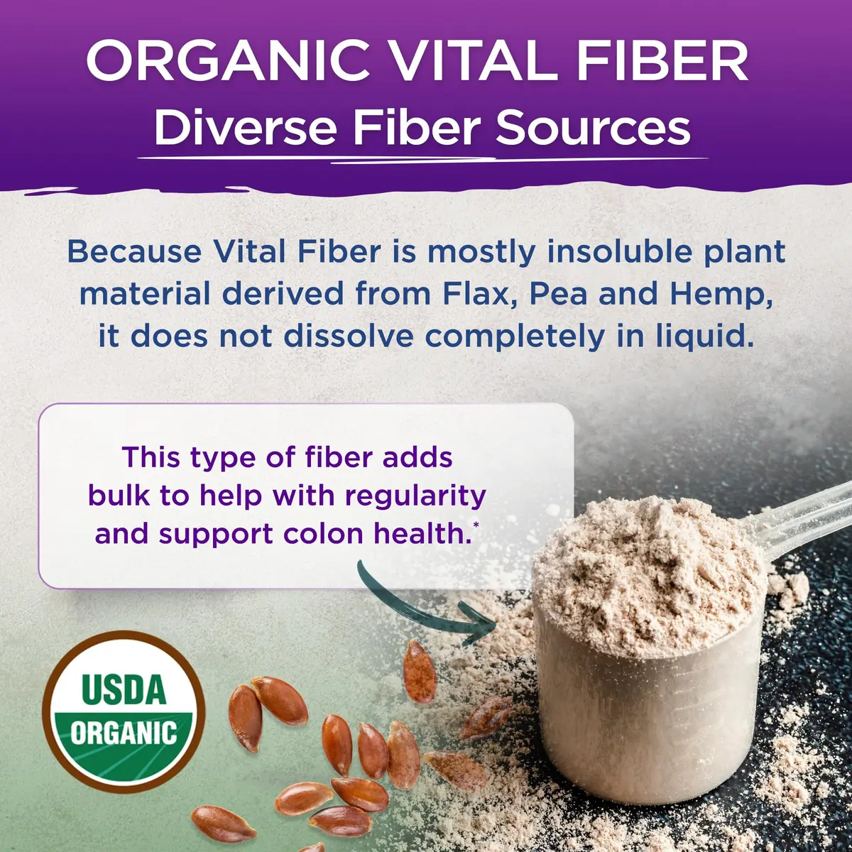 Vital Planet Vital Fiber Powder, Organic Dietary Fiber Support for Gut Regularity, 7.76 oz | Unflavored, Vegan, Non-GMO - view 4