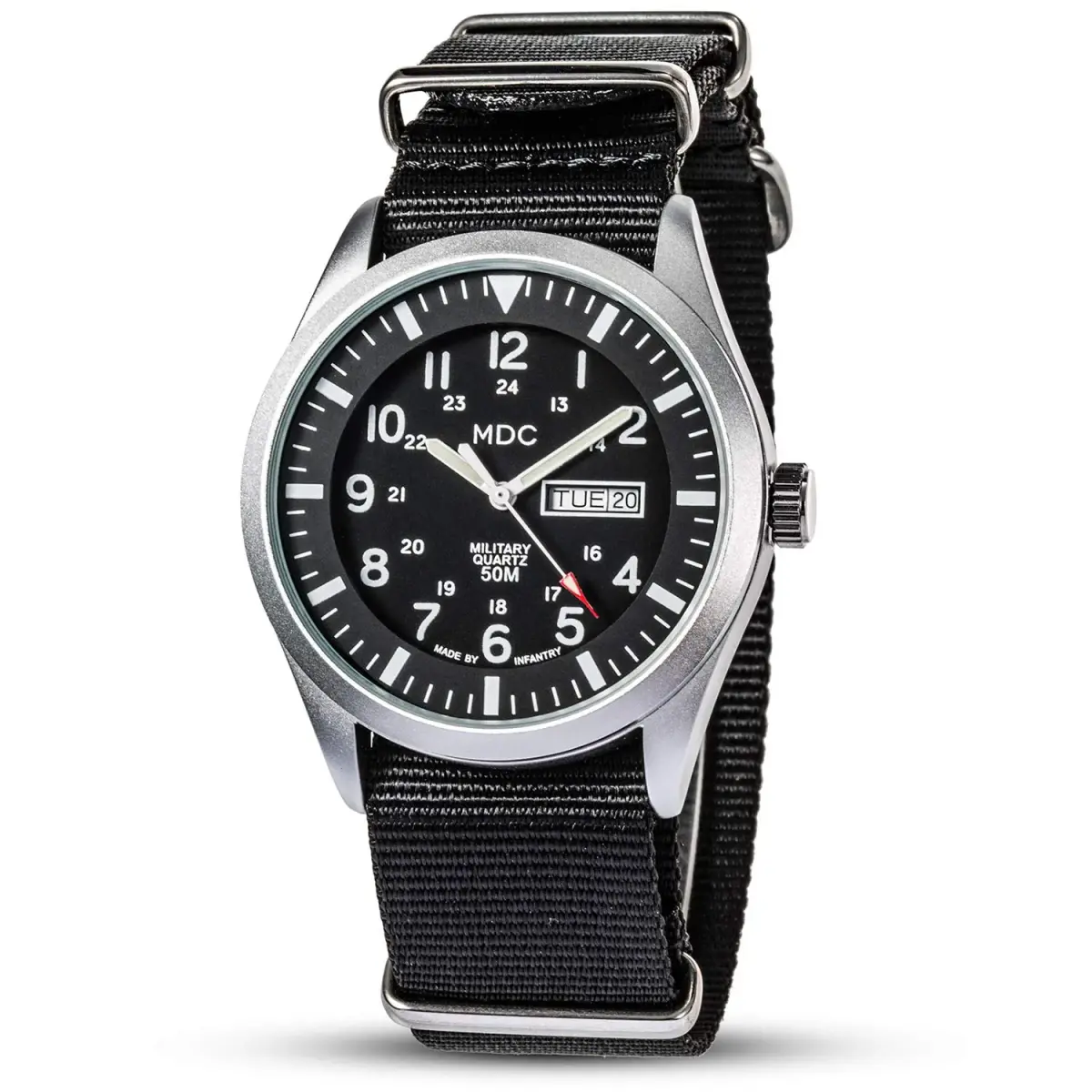 Infantry Military Field Watch 40mm Black Nylon Band | Easy-Read Analog Dial - main product image