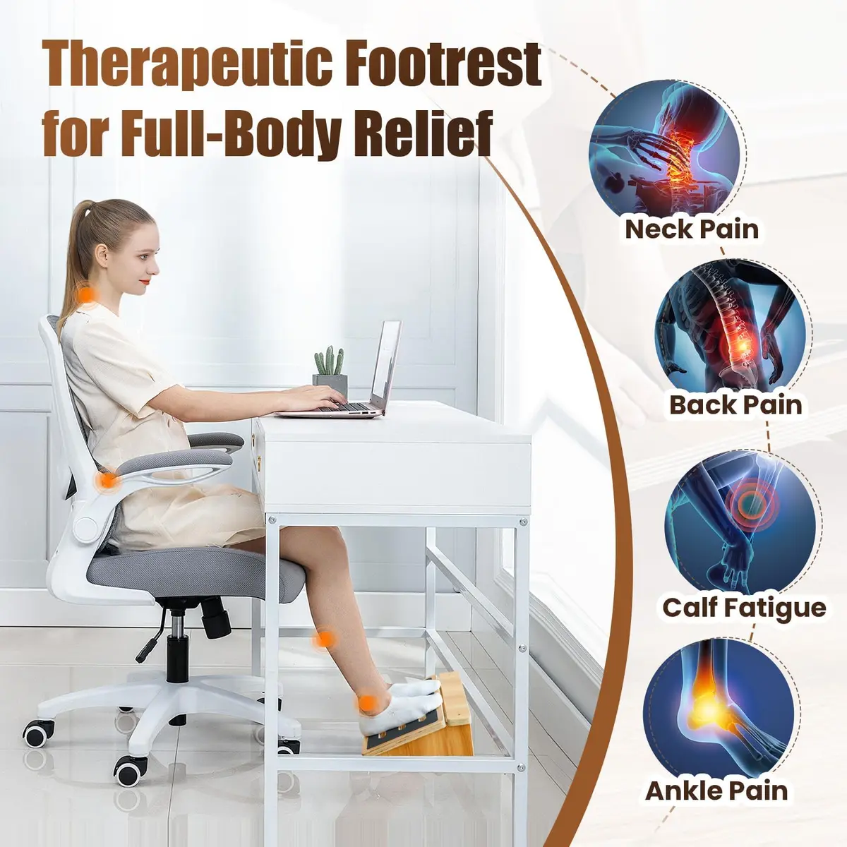StrongTek Under-Desk Footrest 4.5 in High Non-Slip Office Use | Ergonomic Support for Posture & Circulation - view 3