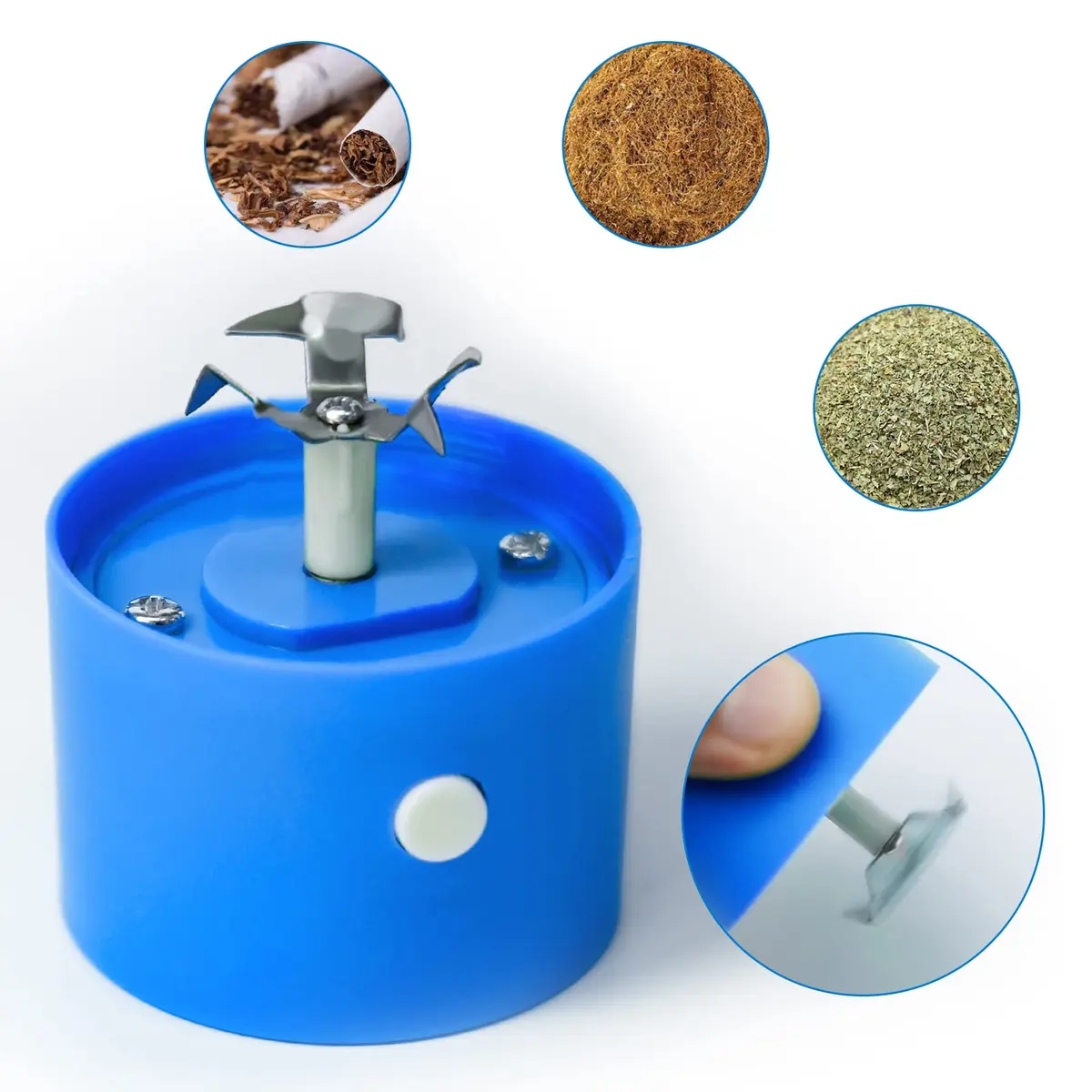 G Ganen Electric Herb Grinder 4 cm (1.6'') x 15 cm (5.7'') Blue | Fast Metal Spin Teeth - view 4