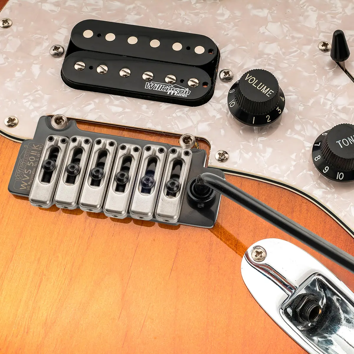 Musiclily Wilkinson WVS50IIK 52.5mm 2-Point Electric Guitar Tremolo Bridge, Black | Precision Steel Saddles & Full Assembly - view 7