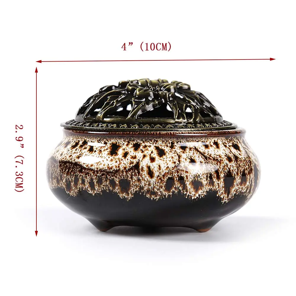 LamDawn Fambe Gray Ceramic Incense Burner with Calabash Holder | Meditation & Relaxation - view 8