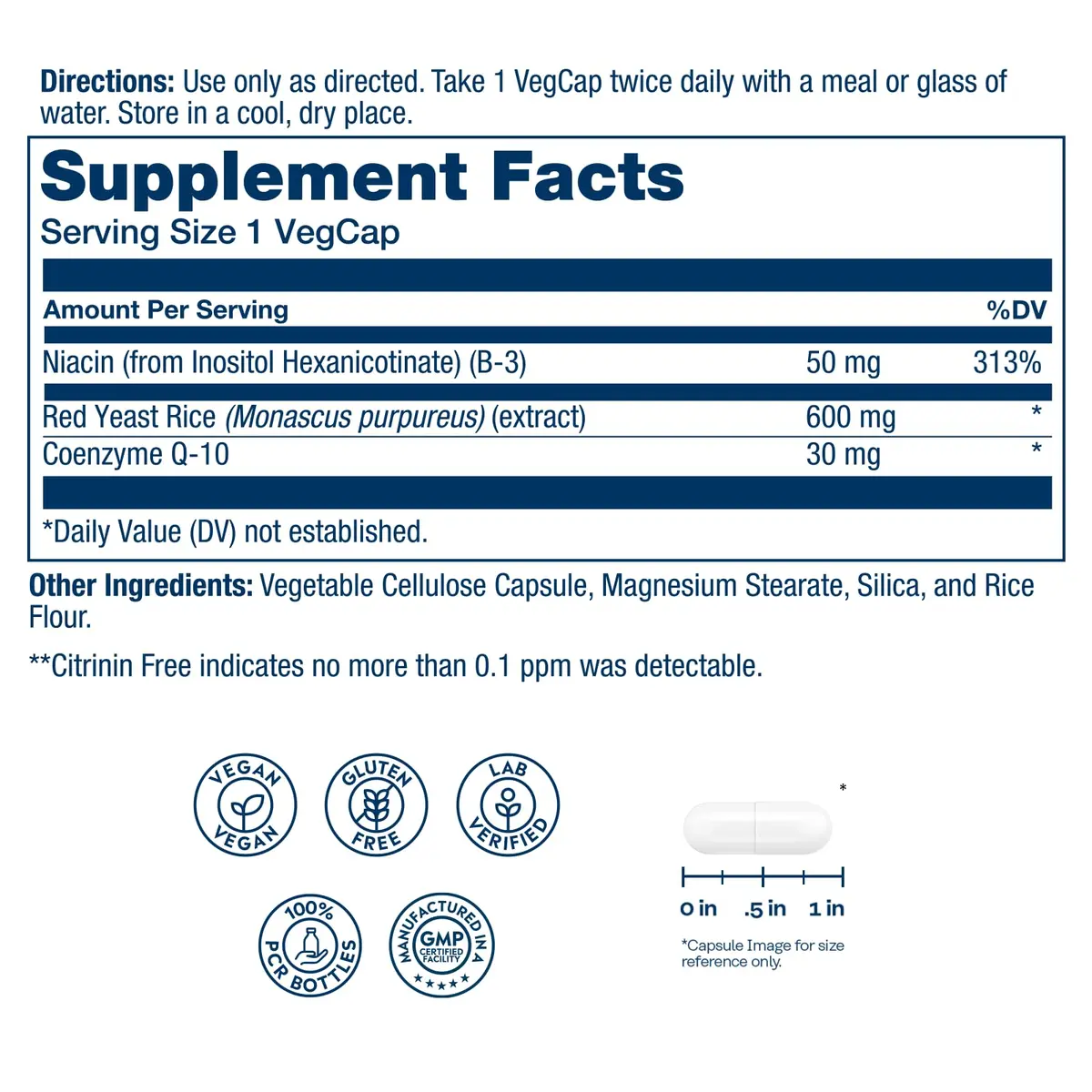 SOLARAY Red Yeast Rice with CoQ10 & Niacin (Vitamin B3) 100 VegCaps | Supports Heart & Circulatory Health - view 2
