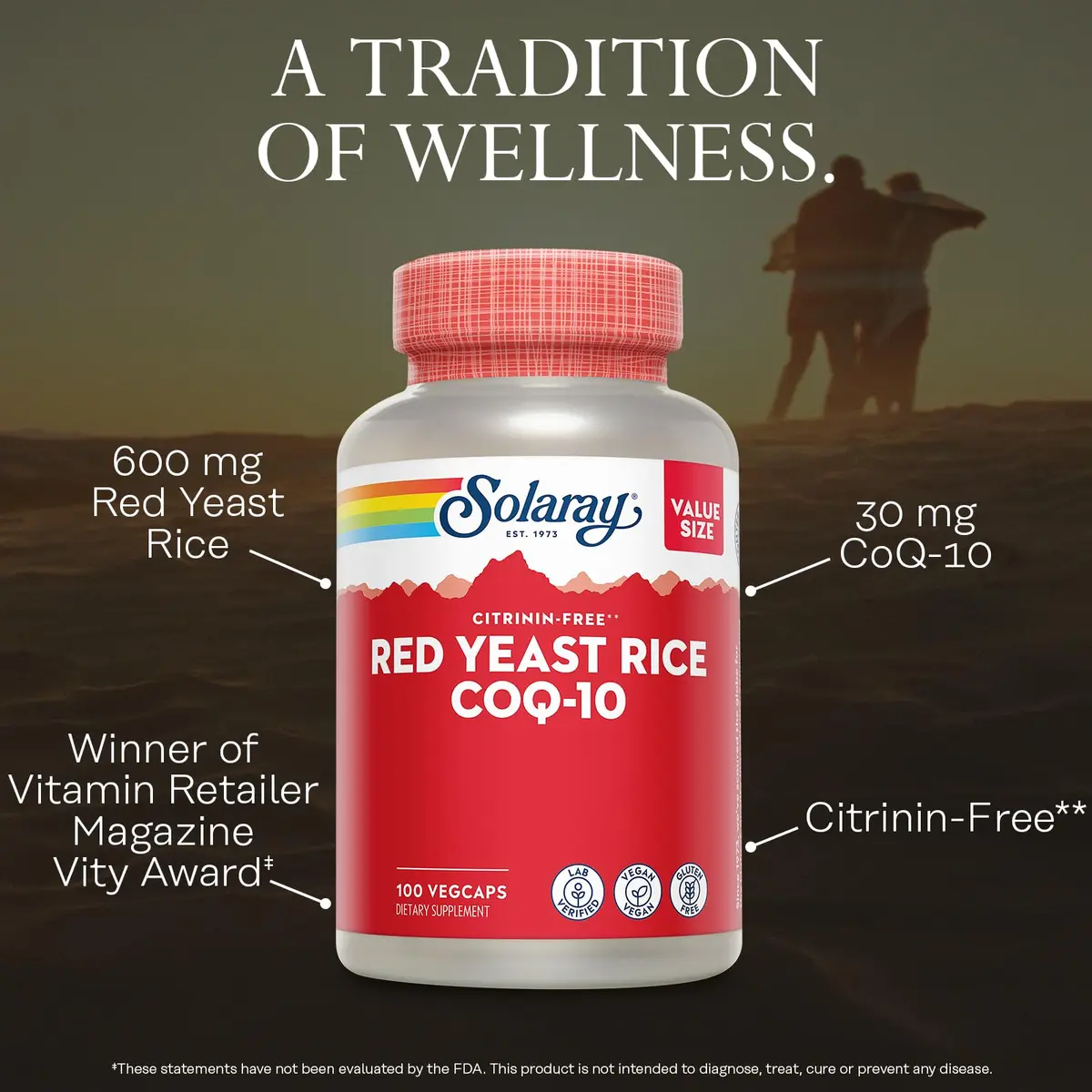 SOLARAY Red Yeast Rice with CoQ10 & Niacin (Vitamin B3) 100 VegCaps | Supports Heart & Circulatory Health - view 3