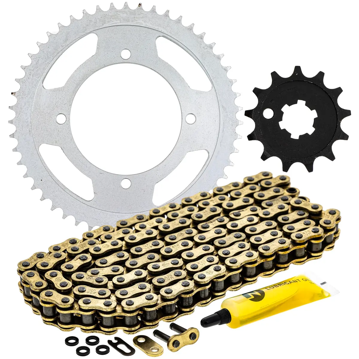NICHE Drive Sprocket Chain Combo for Kawasaki KX100 Suzuki RM100 124 Links | Durable Steel & Perfect Fit - main product image