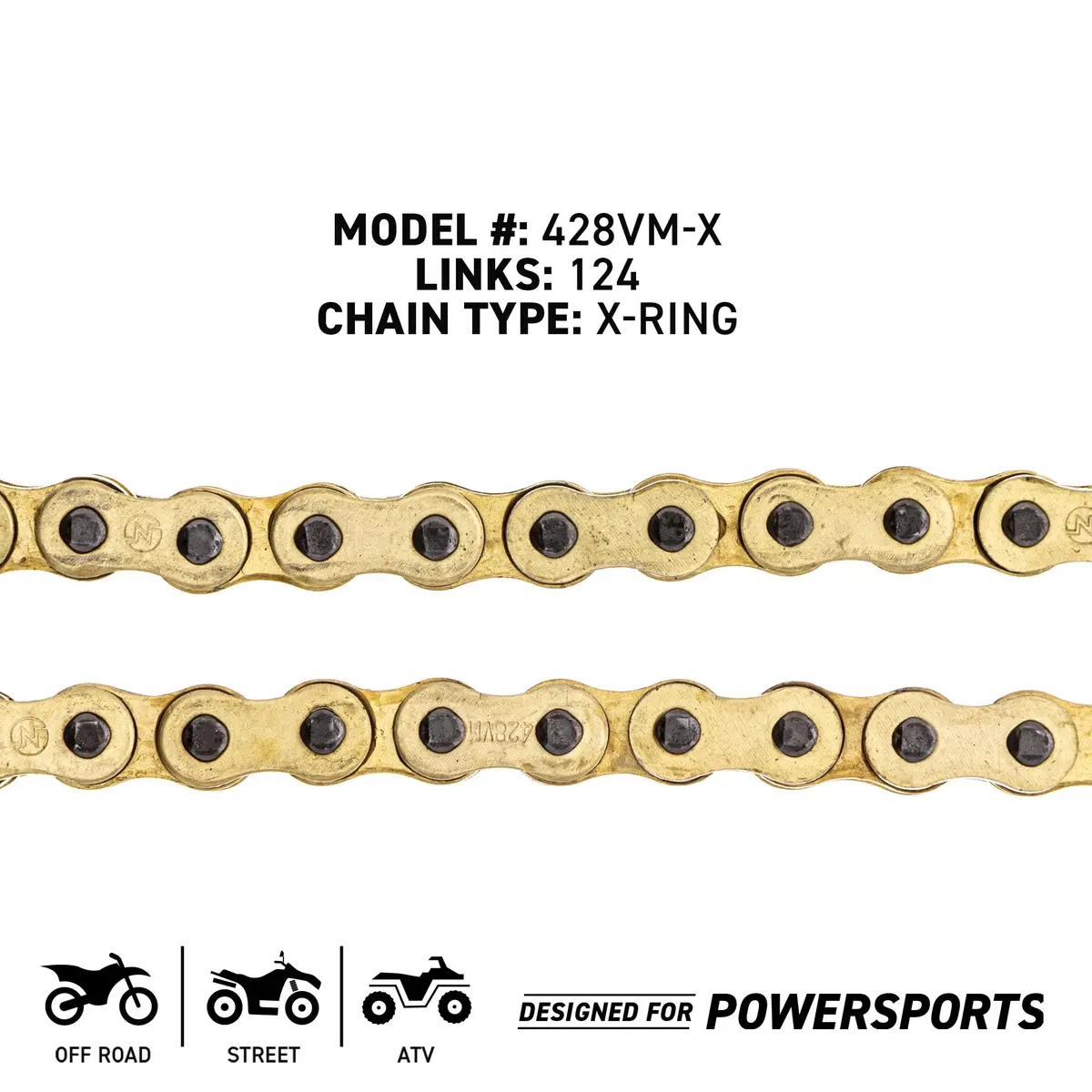 NICHE Drive Sprocket Chain Combo for Kawasaki KX100 Suzuki RM100 124 Links | Durable Steel & Perfect Fit - view 5